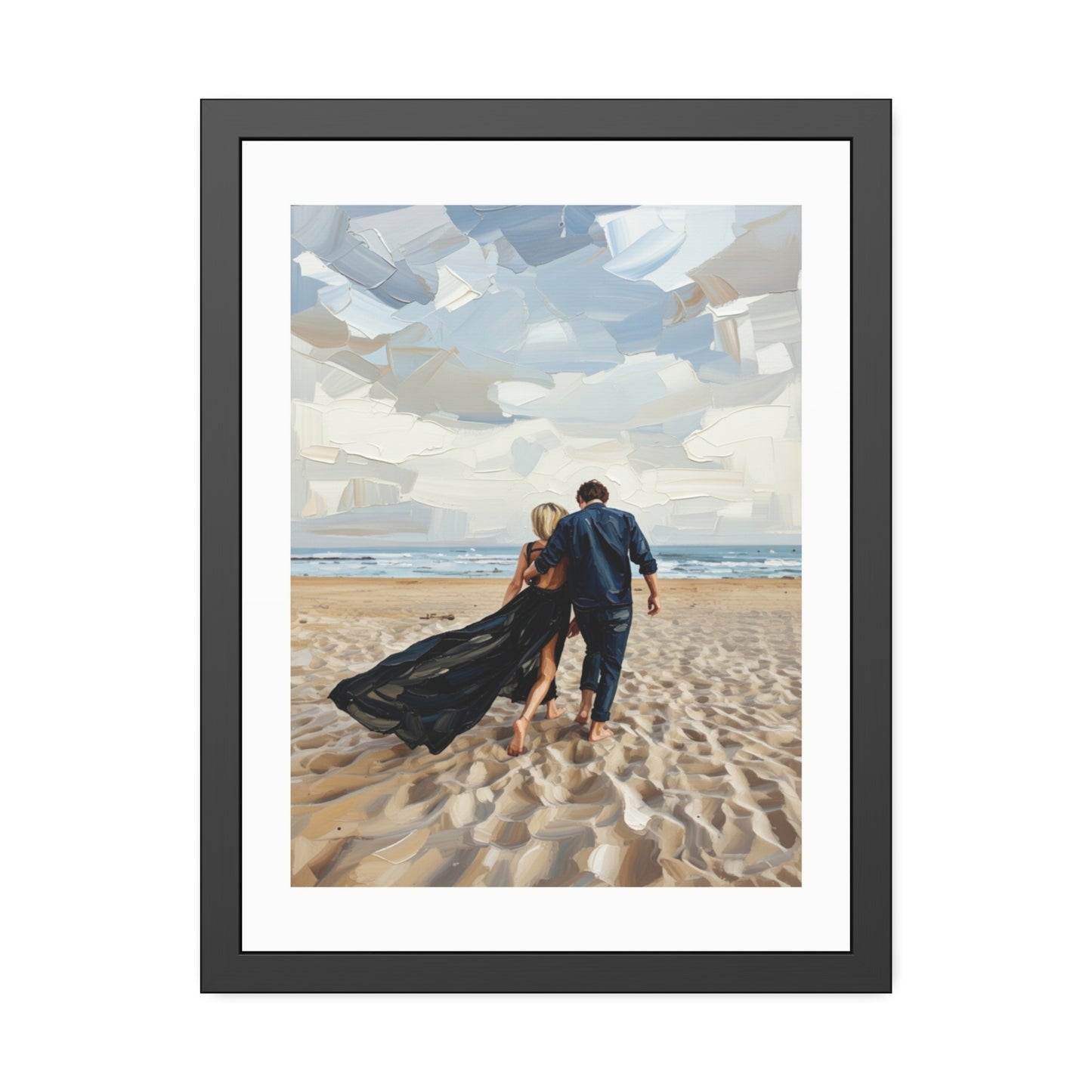 Framed Poster — Romantic Beach Couple Art Print