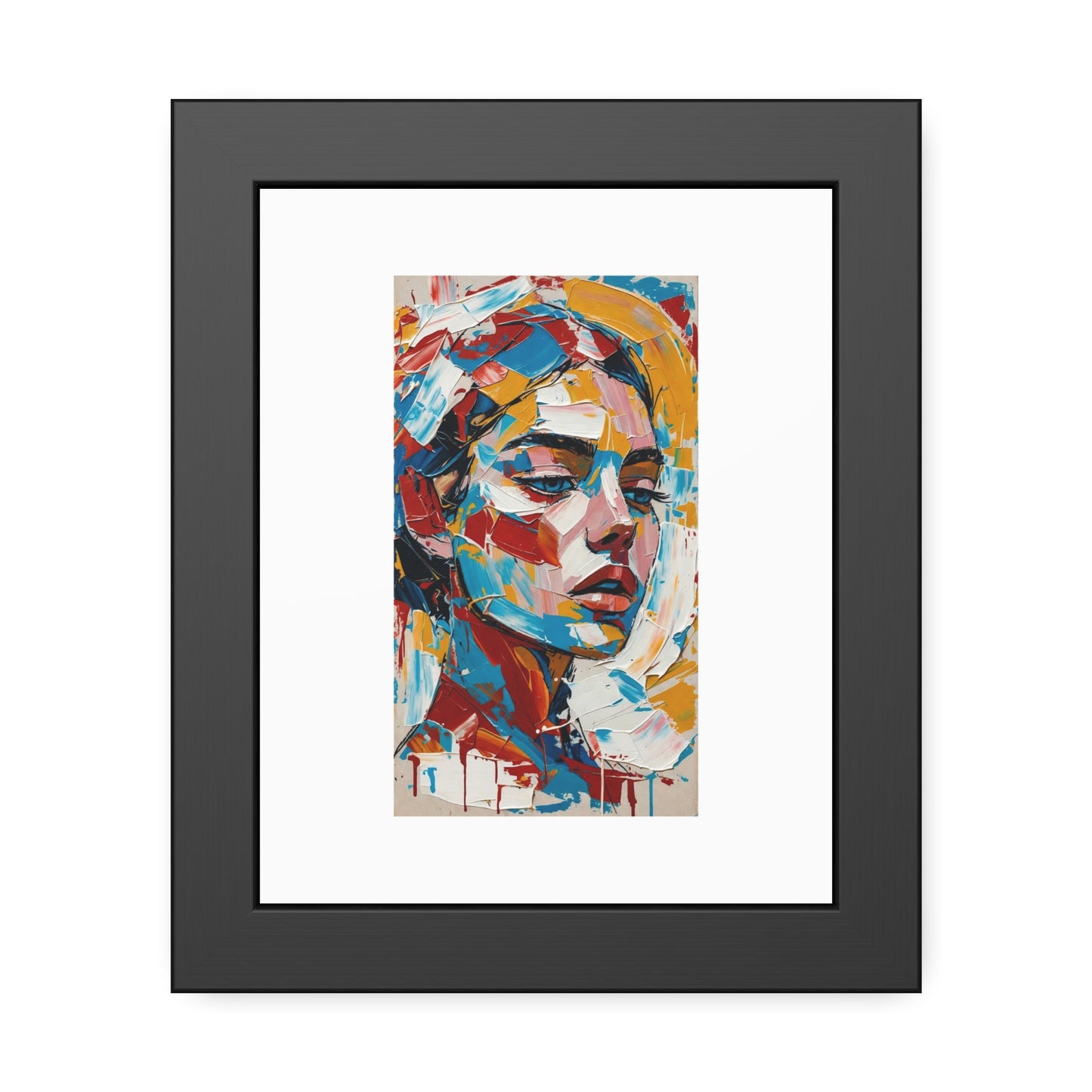 Abstract Colorful Portrait Framed Paper Poster – Modern Art Print for Home & Office