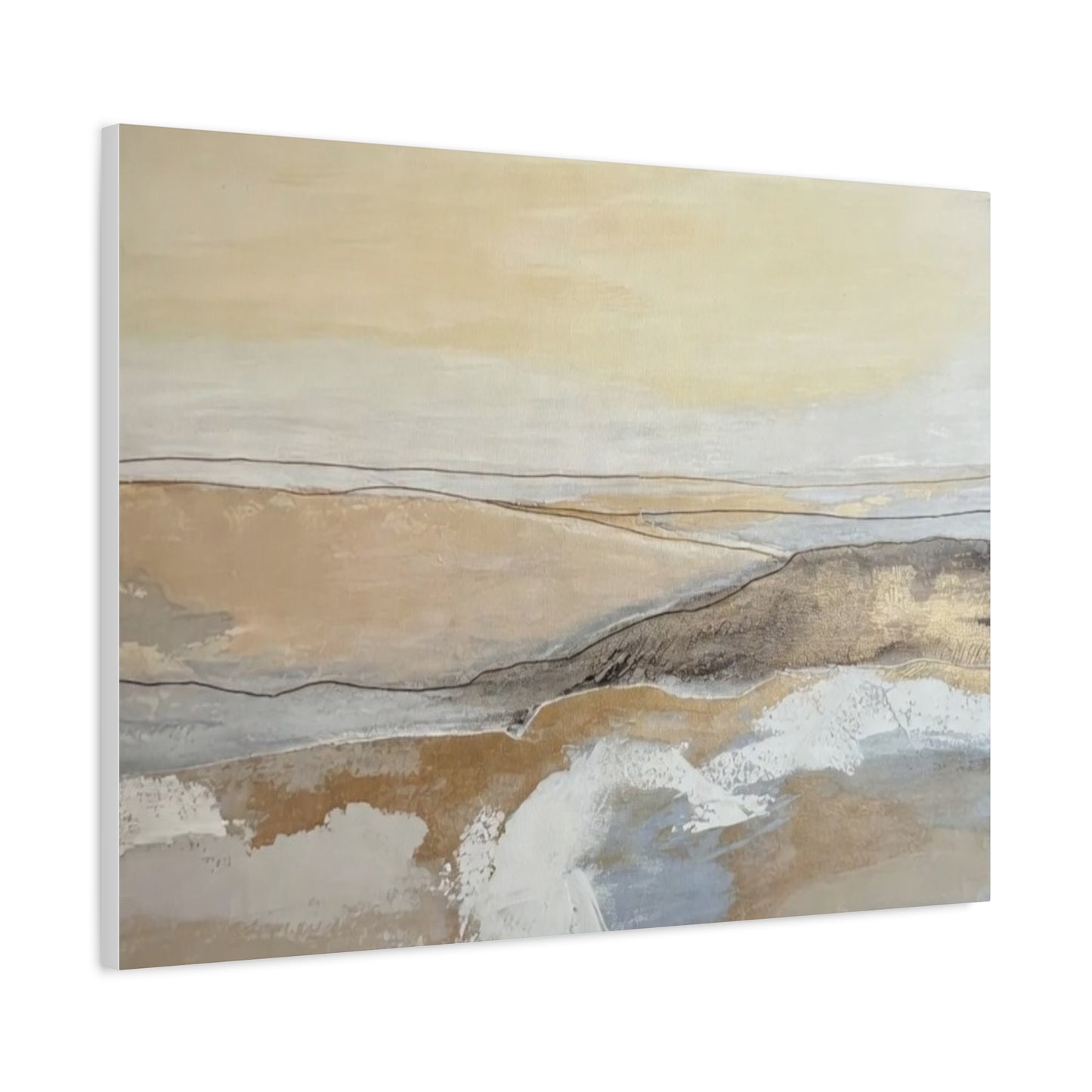 Abstract Coastal Landscape Canvas — Neutral Seascape Matte Stretched Wall Art