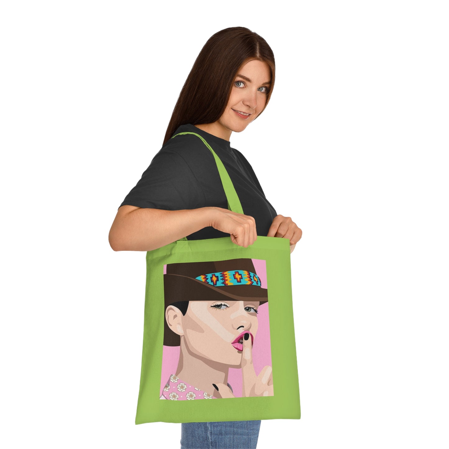 Pop Art Woman Tote Bag — Stylish Retro Portrait Cotton Shopper