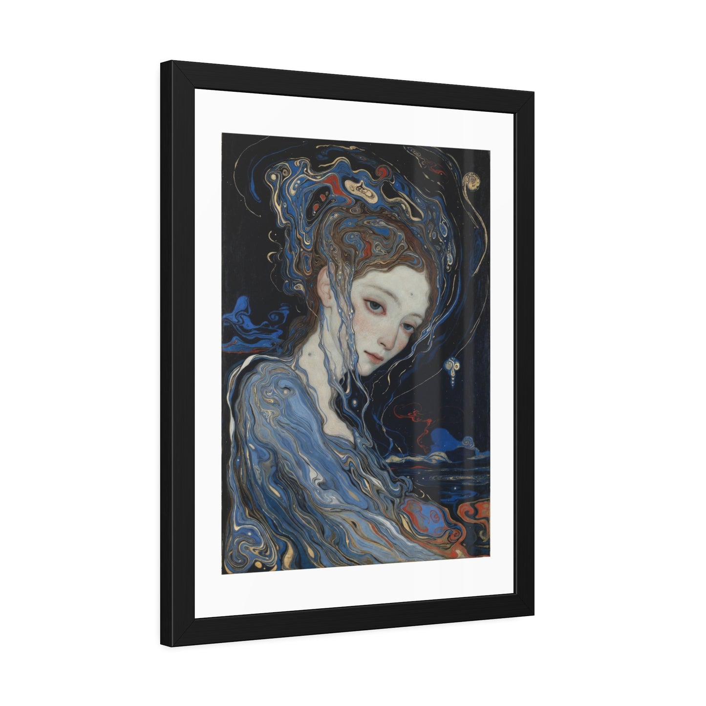 Framed Art Print — Dreamy Blue Portrait Poster