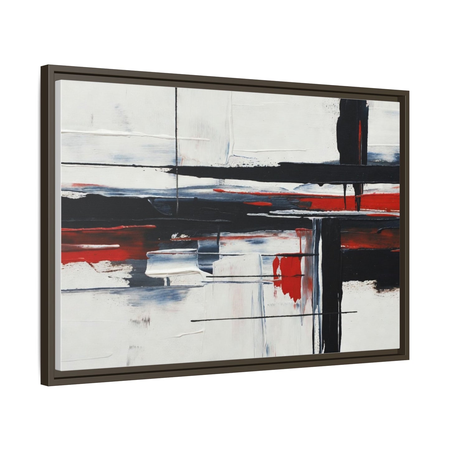 Abstract Red & Black Framed Canvas Art — Modern Matte Wall Painting