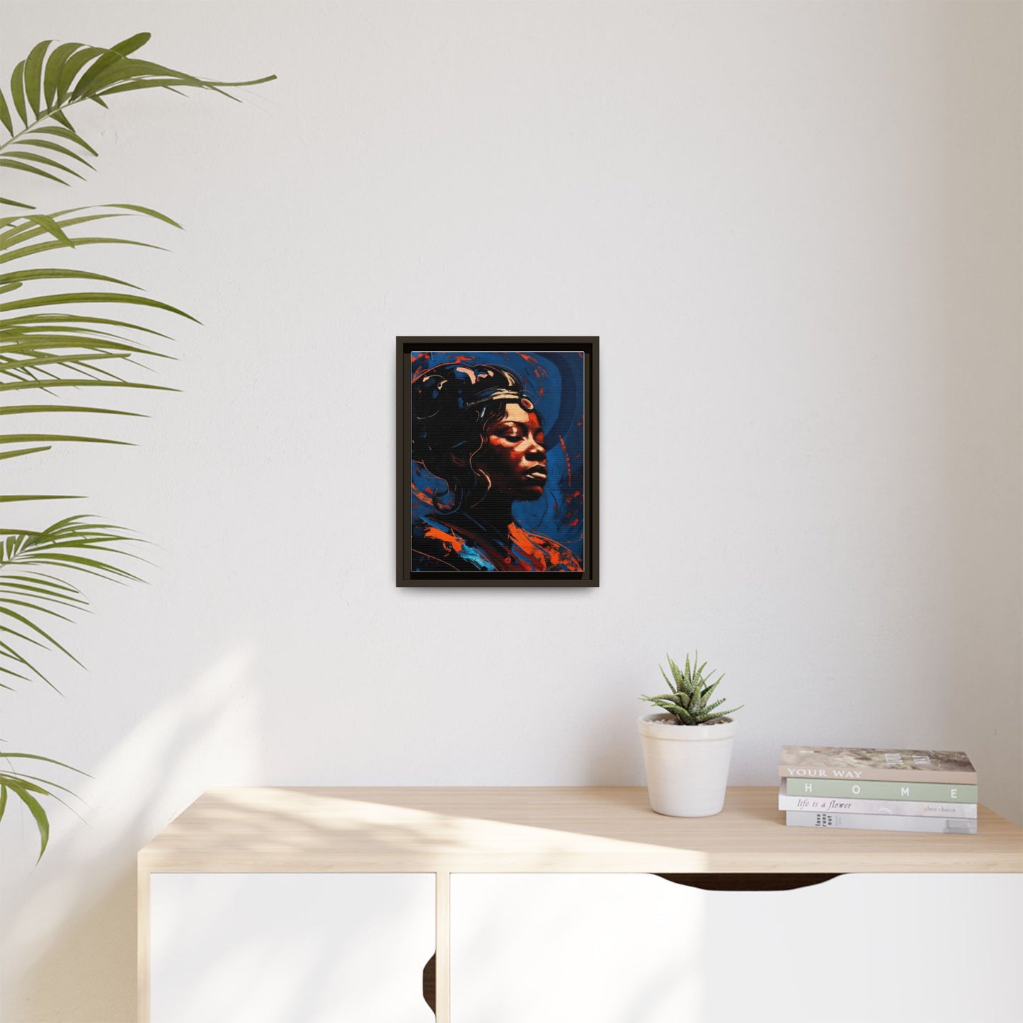Framed Matte Canvas Art - Vibrant Portrait of a Black Woman (Multi-Color)