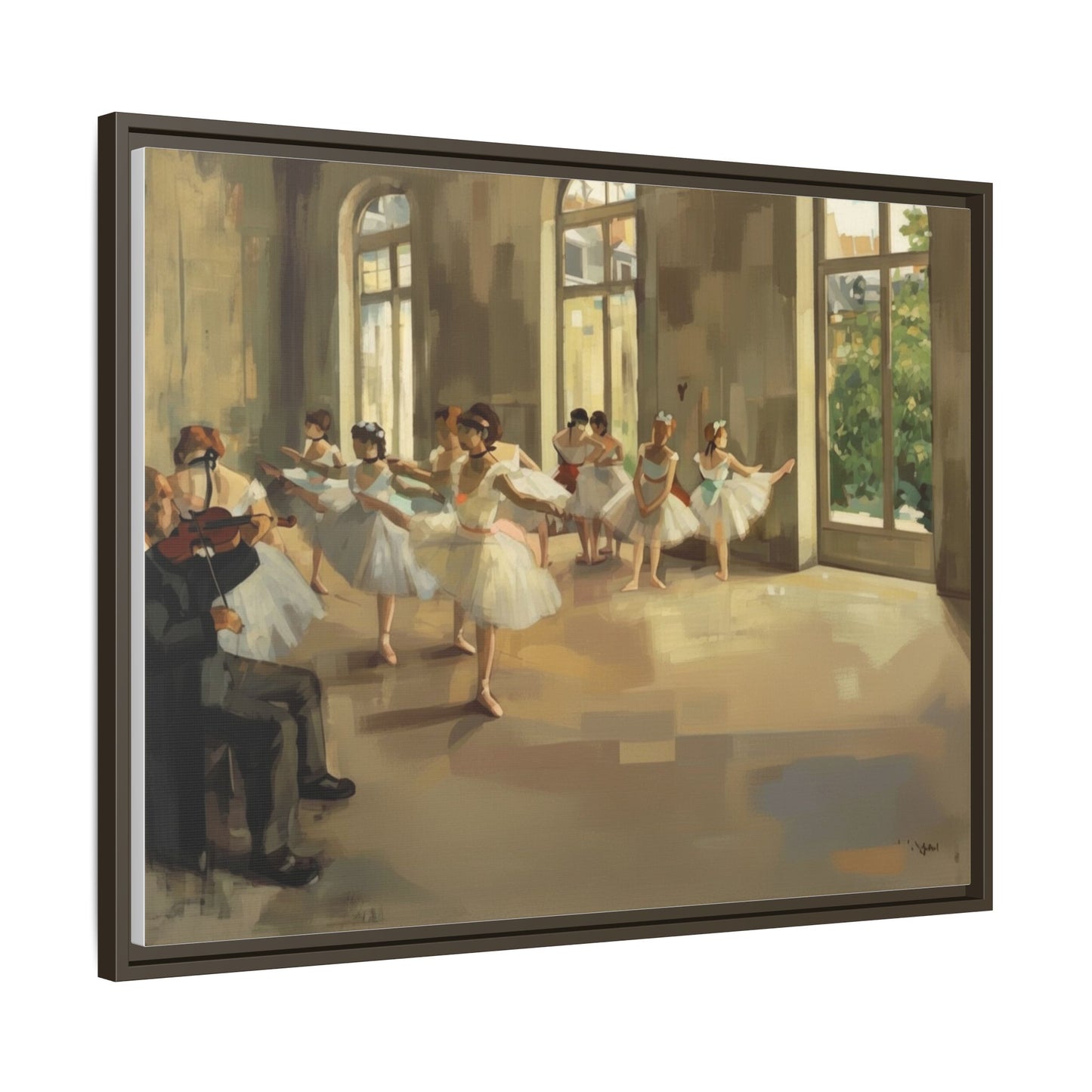 Framed Matte Canvas Print — Ballet Class Scene (Impressionist Dancers)