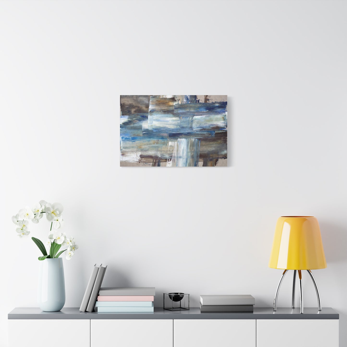 Abstract Blue Waterfall Matte Canvas Wall Art, Stretched 1.25"