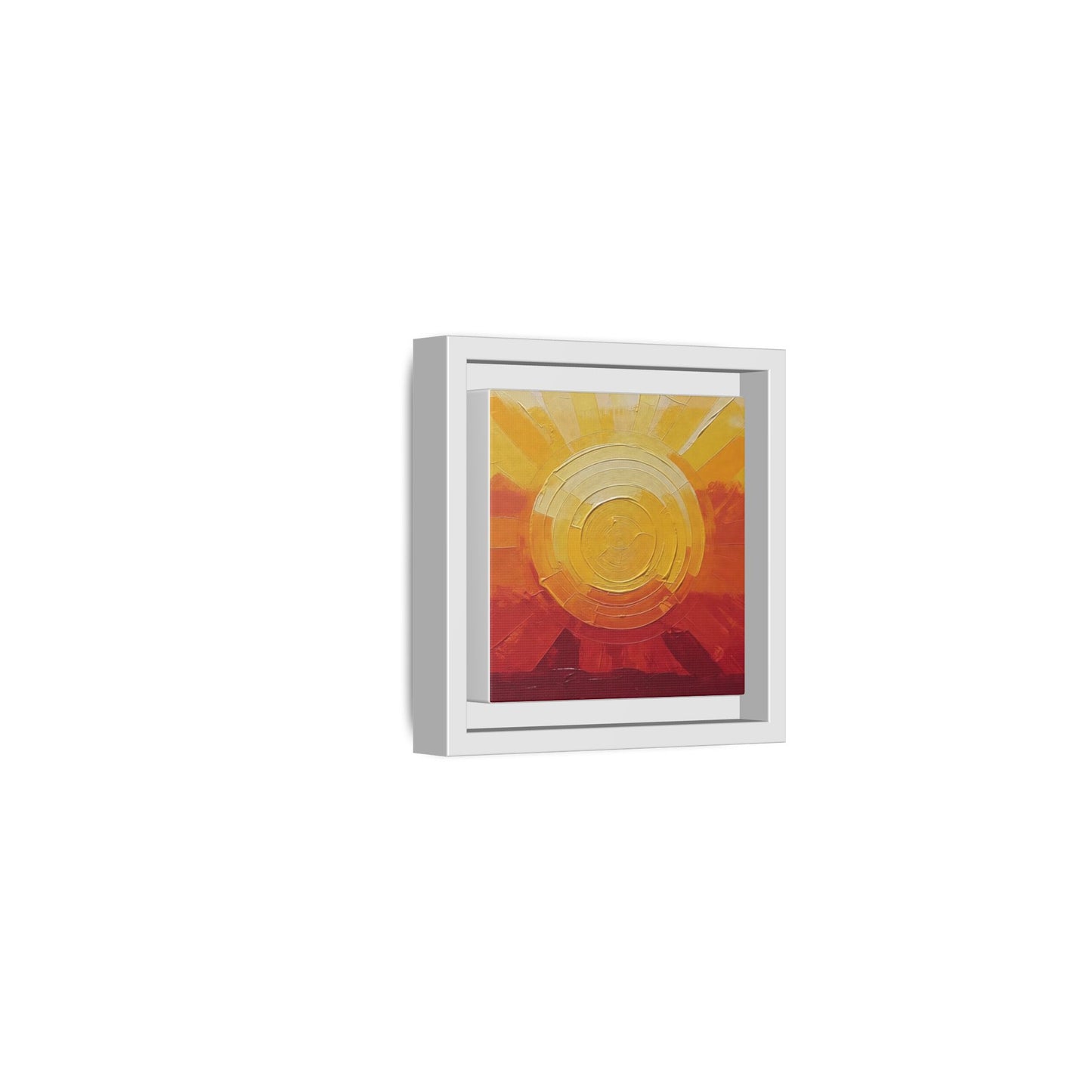 Sunburst Abstract Framed Canvas Art — Matte Multi‑Color Wall Print