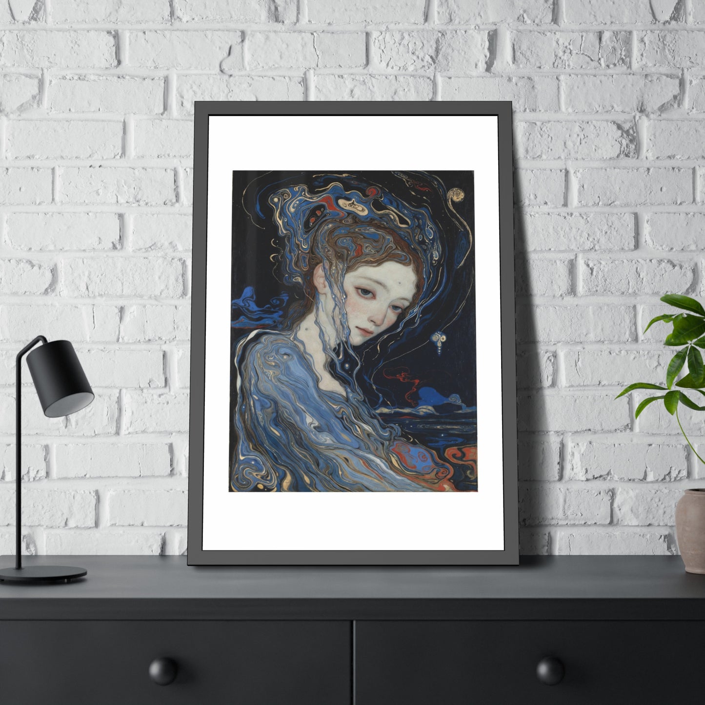 Framed Art Print — Dreamy Blue Portrait Poster