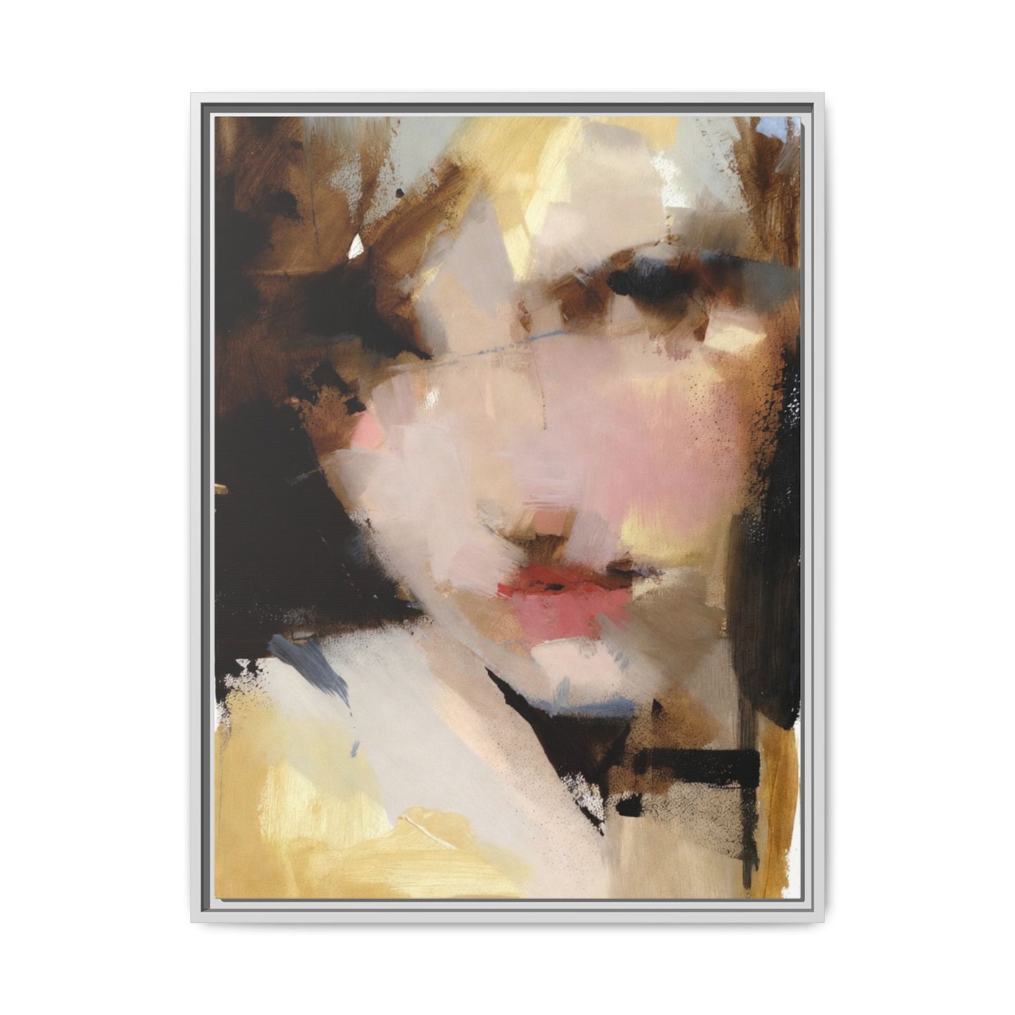 Abstract Portrait Matte Canvas Framed Print — Modern Feminine Wall Art