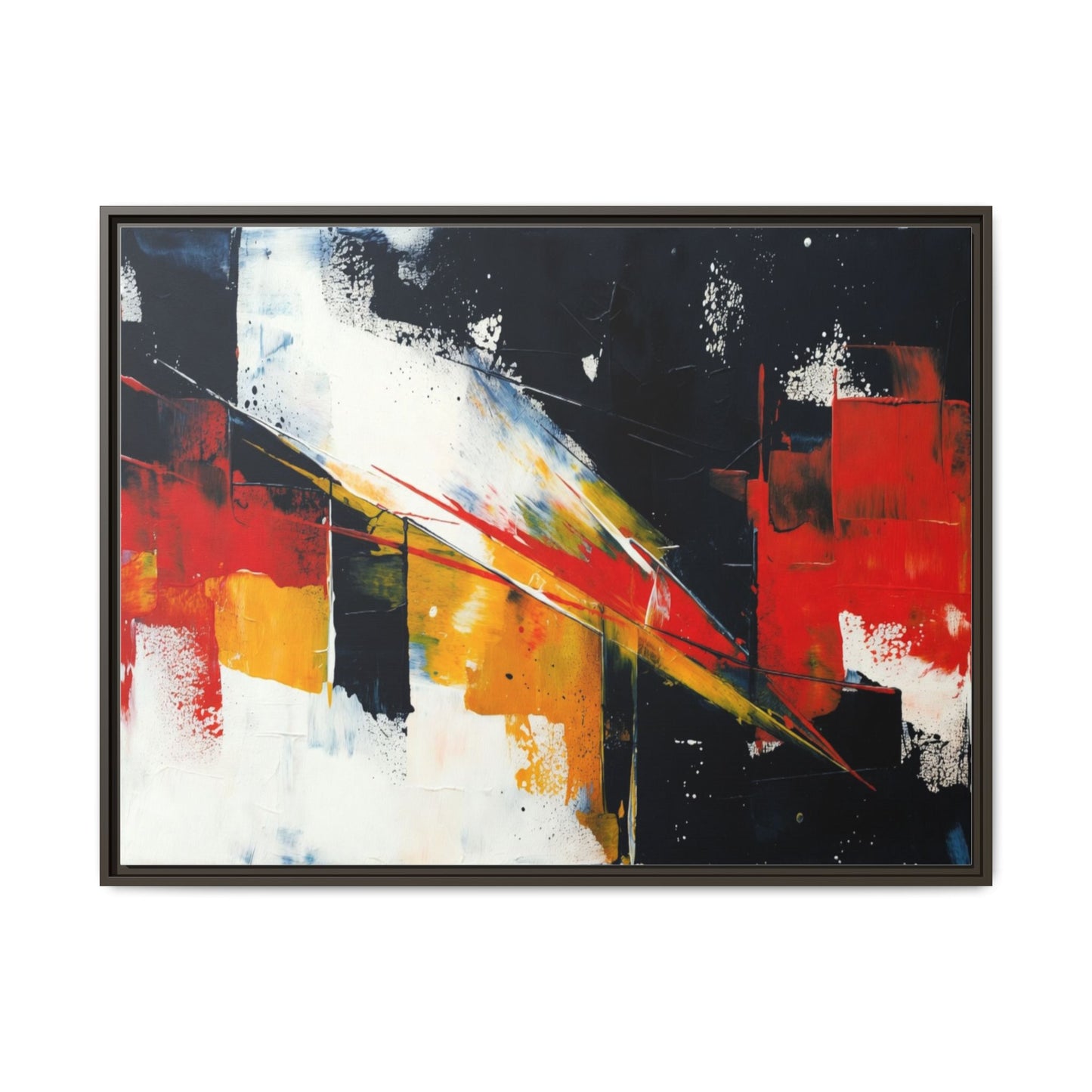 Abstract Red & Black Framed Canvas Print — Modern Geometric Wall Art