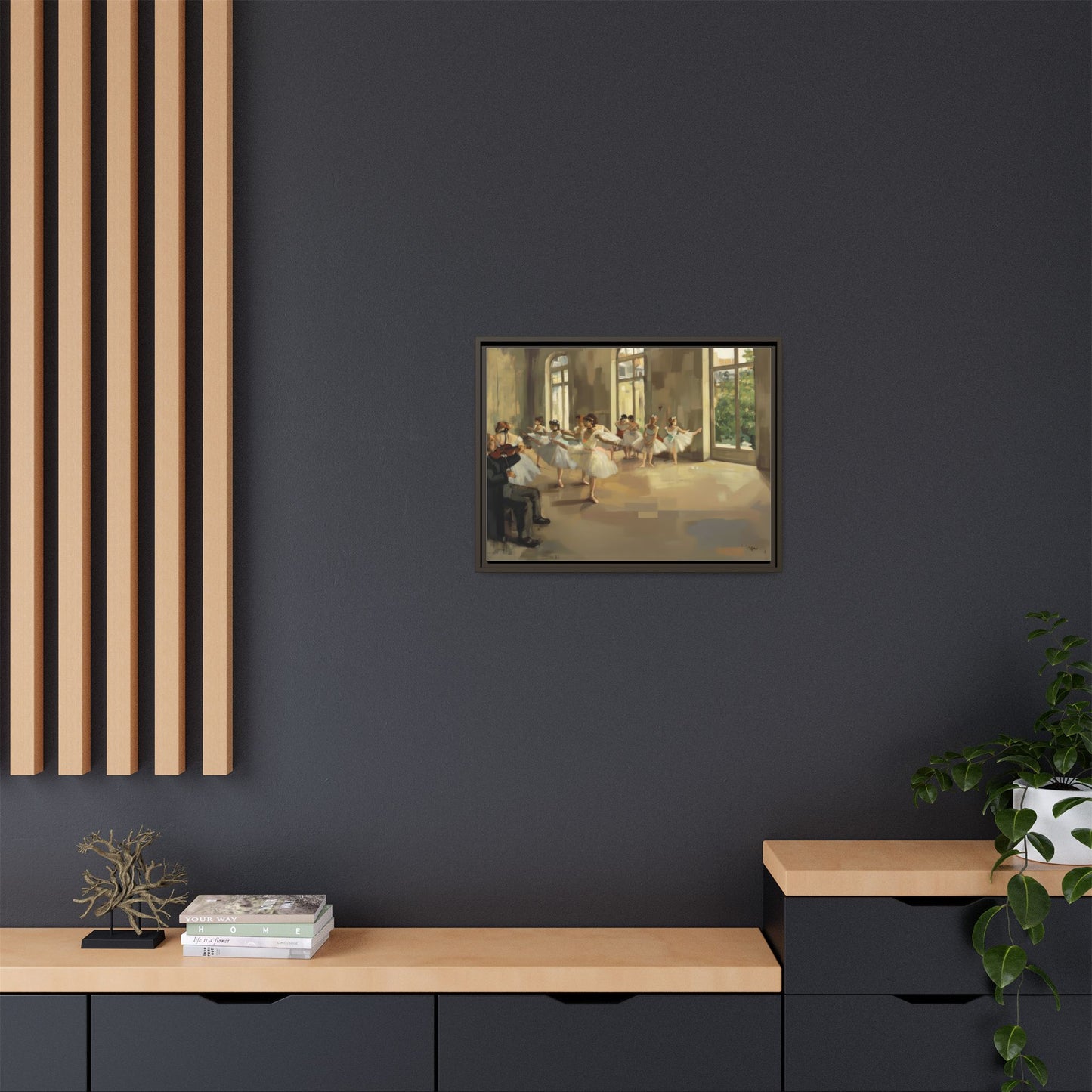 Framed Matte Canvas Print — Ballet Class Scene (Impressionist Dancers)