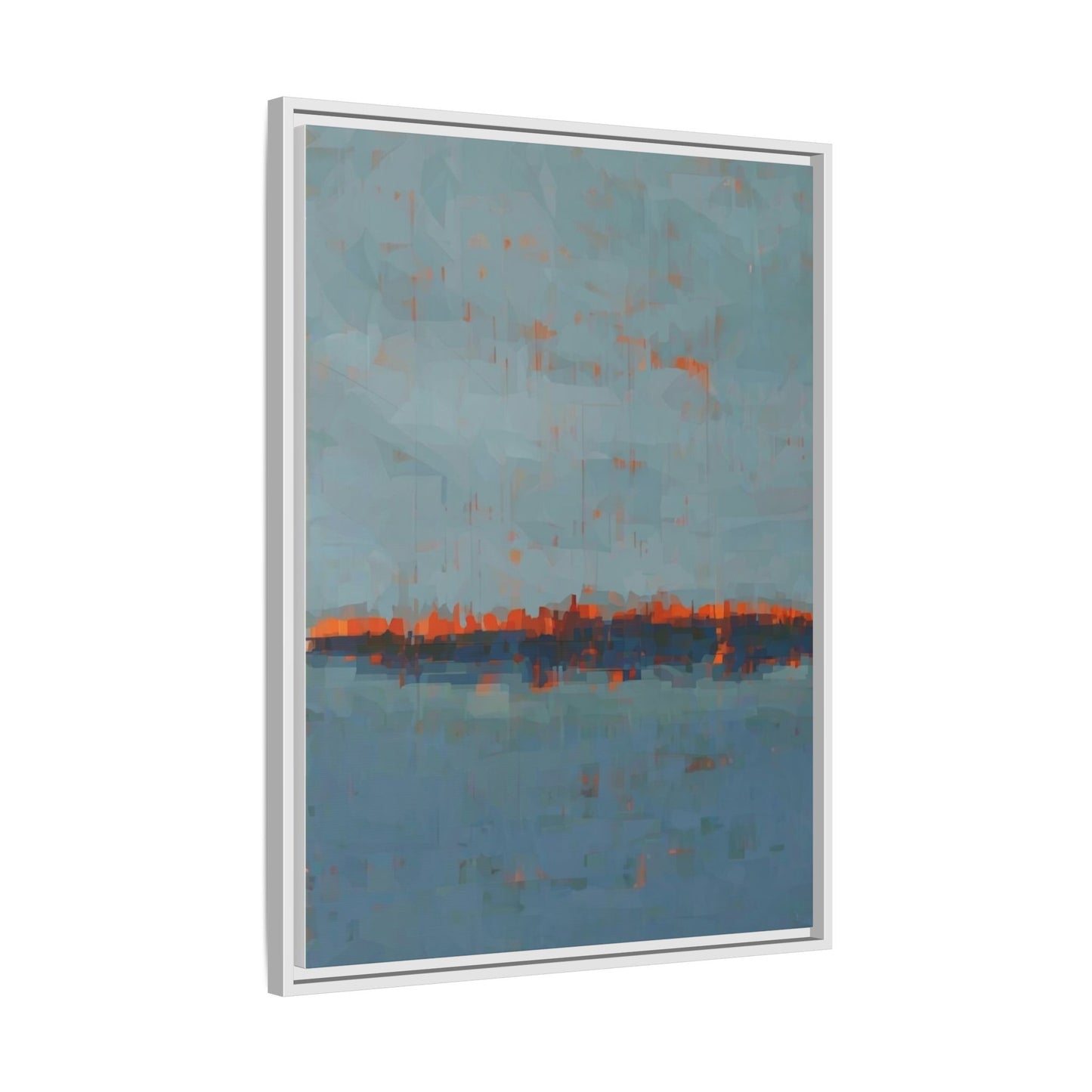 Framed Canvas Art — Teal & Orange Abstract Seascape