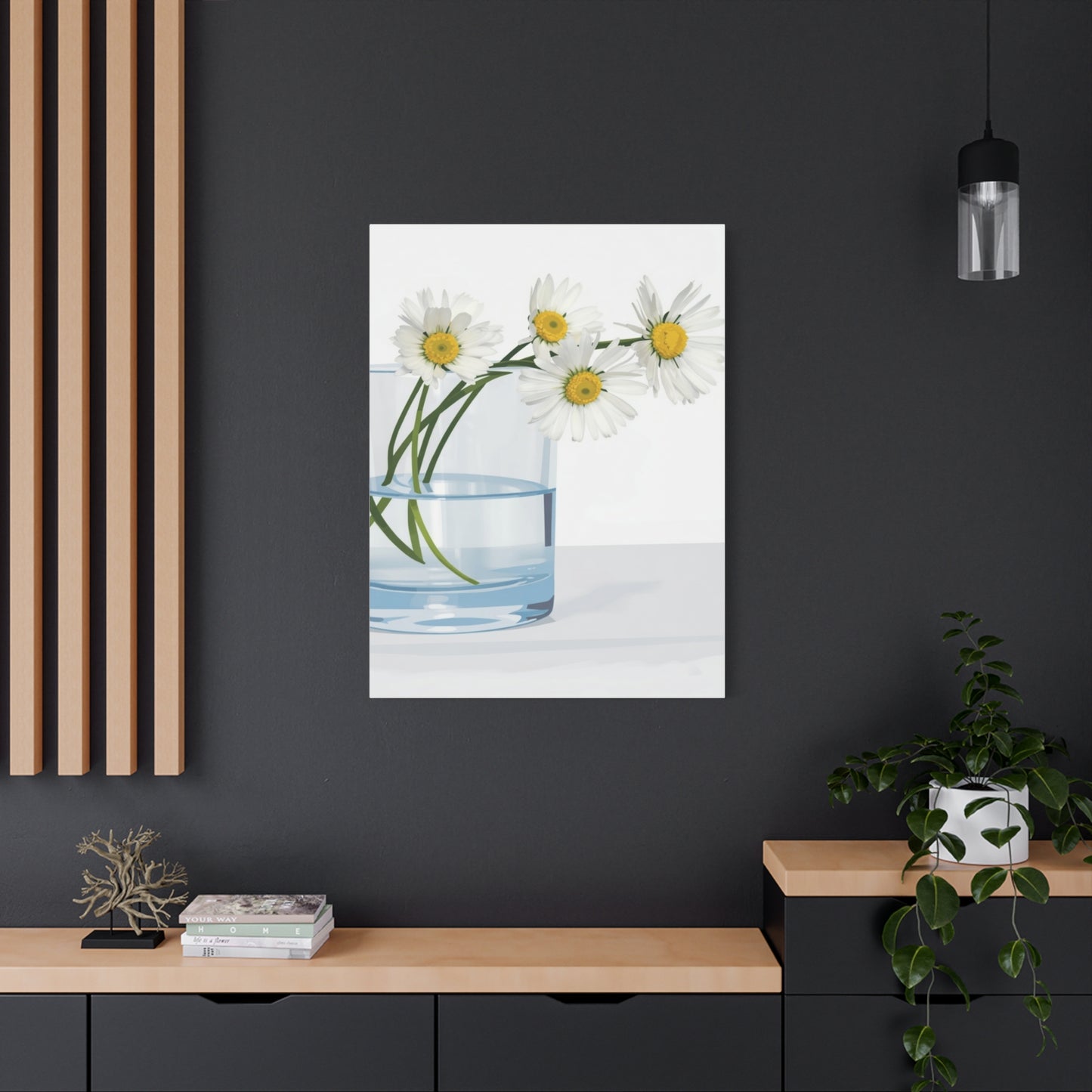 Daisy Glass Vase Canvas Print — Matte Stretched Wall Art