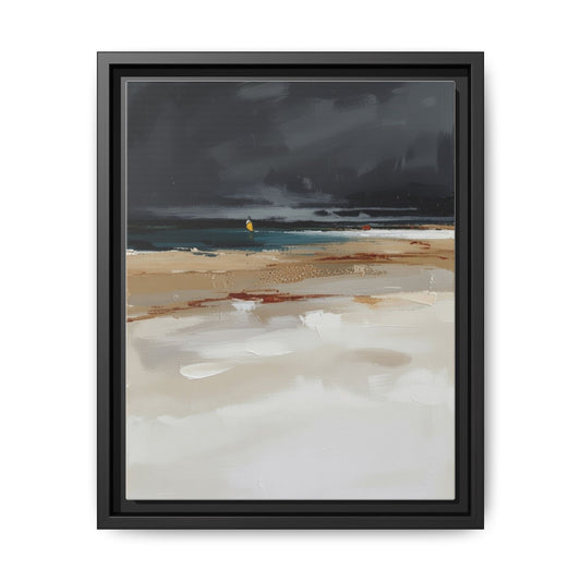 Framed Matte Canvas Beachscape Art Print — Coastal Abstract Wall Decor