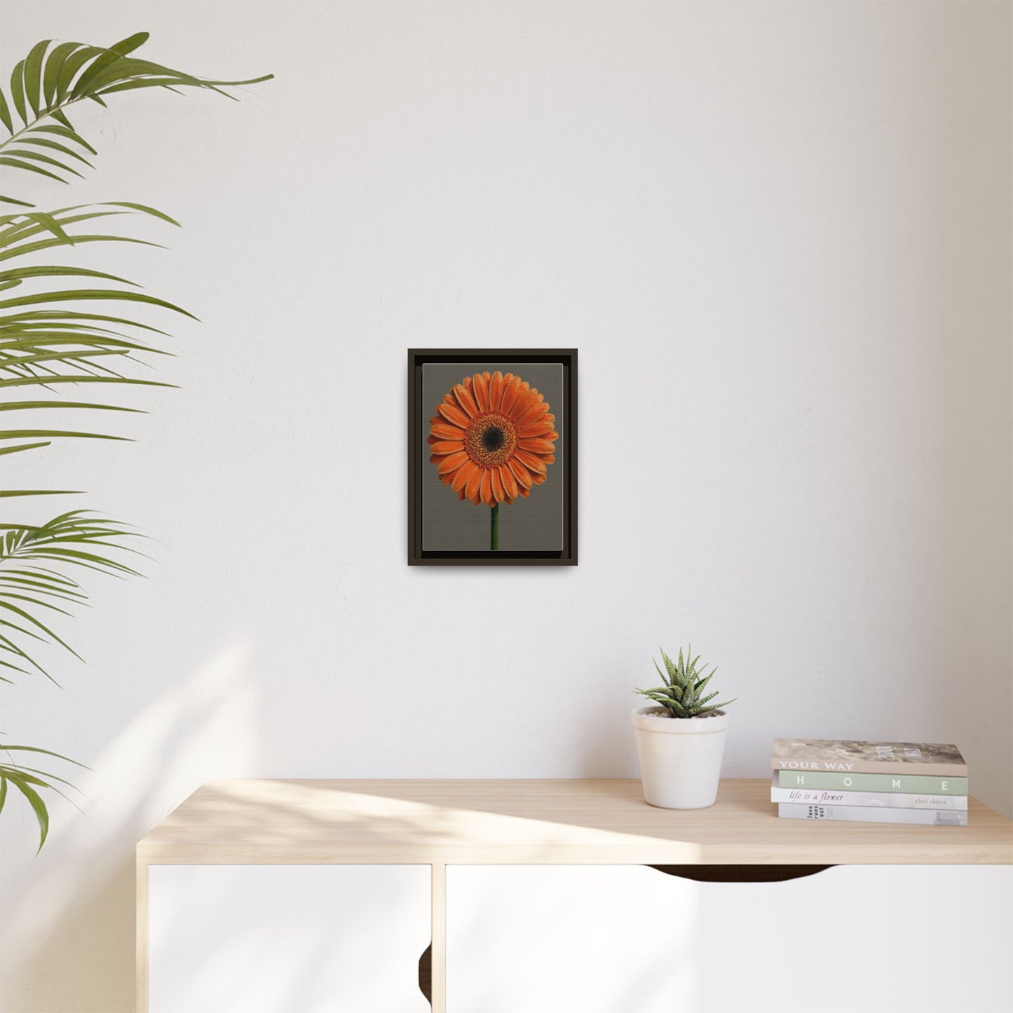 Orange Gerbera Daisy Matte Canvas Print (Framed)