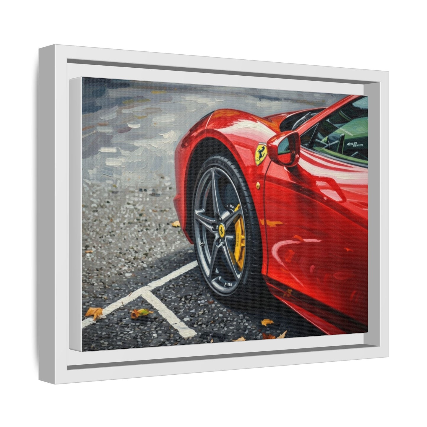 Framed Matte Canvas: Red Sports Car Close-Up Art Print