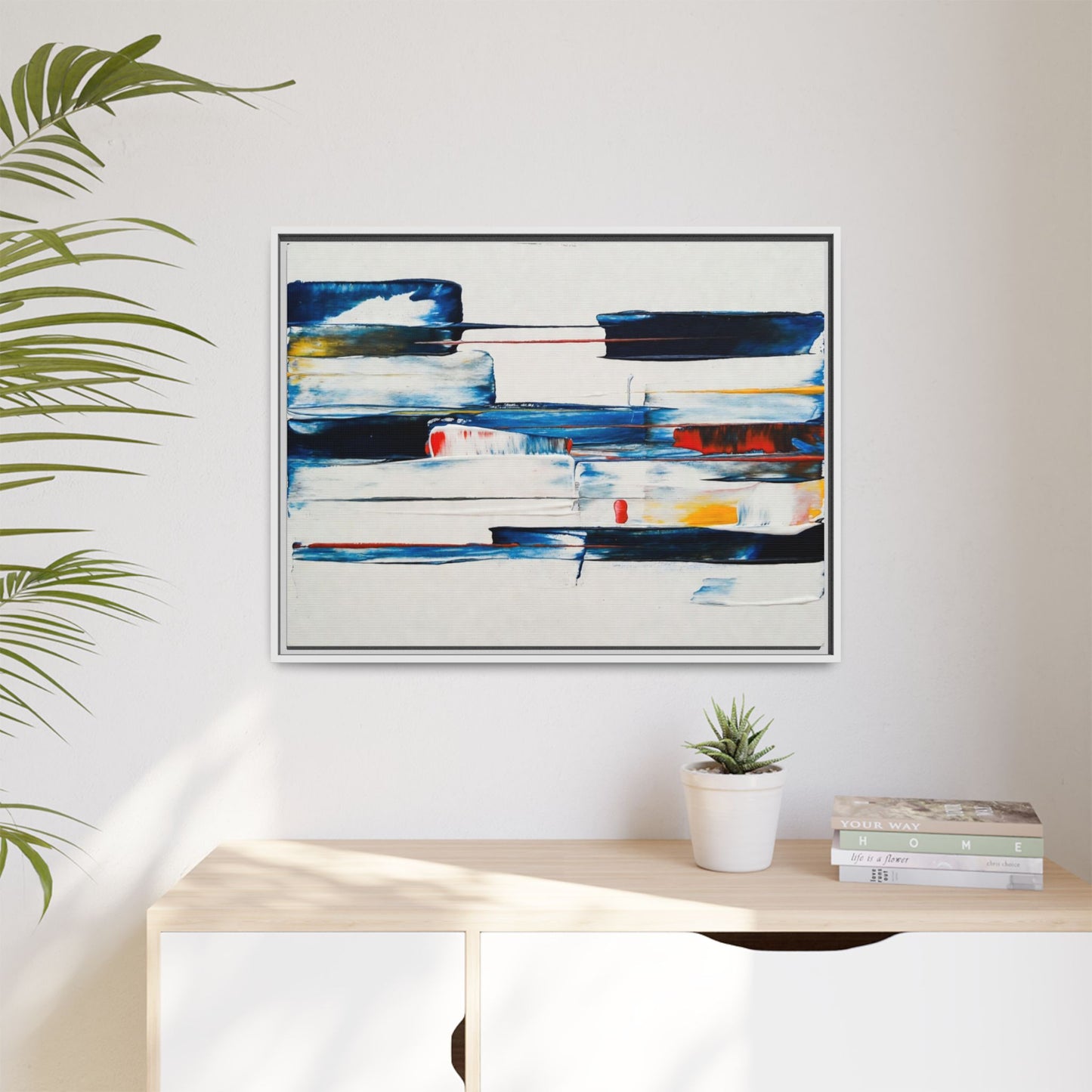 Abstract Coastal Brushstrokes Framed Canvas Print