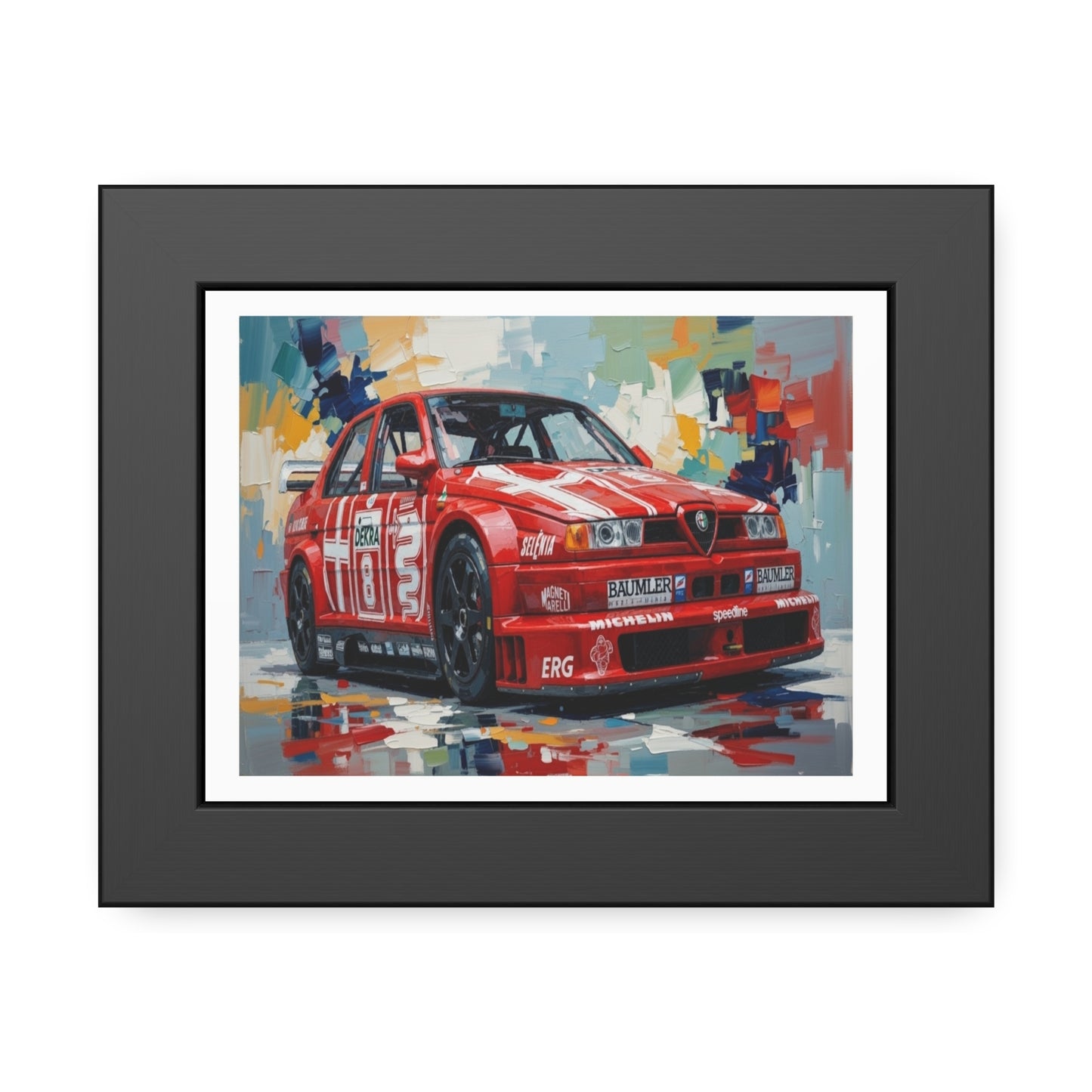 Race Car Framed Poster — Retro Red Racing Alfa Artwork