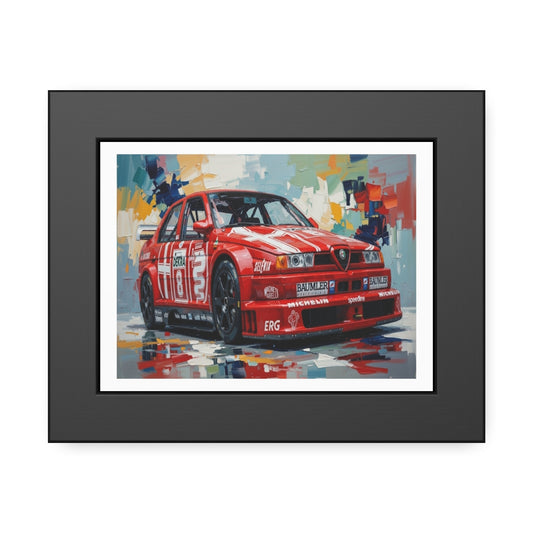 Race Car Framed Poster — Retro Red Racing Alfa Artwork