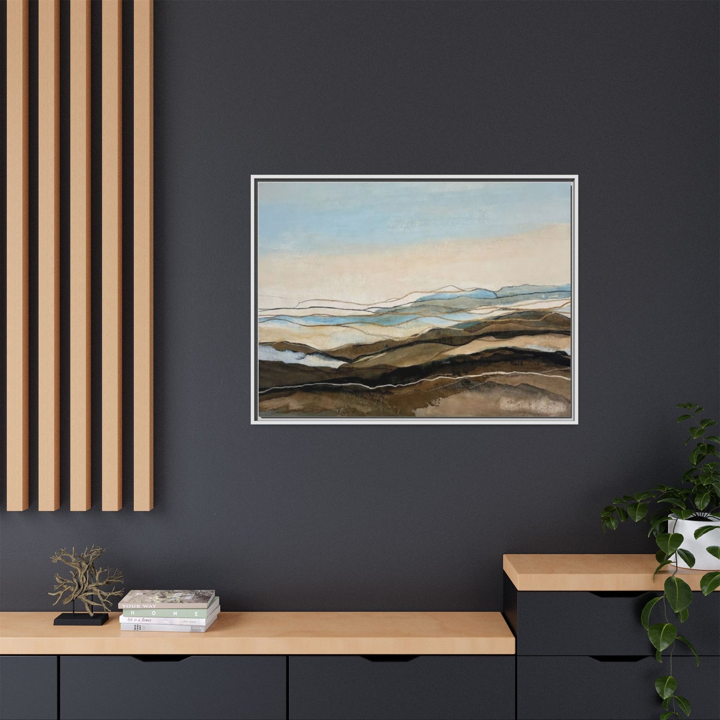 Framed Matte Canvas Print — Abstract Coastal Landscape Wall Art