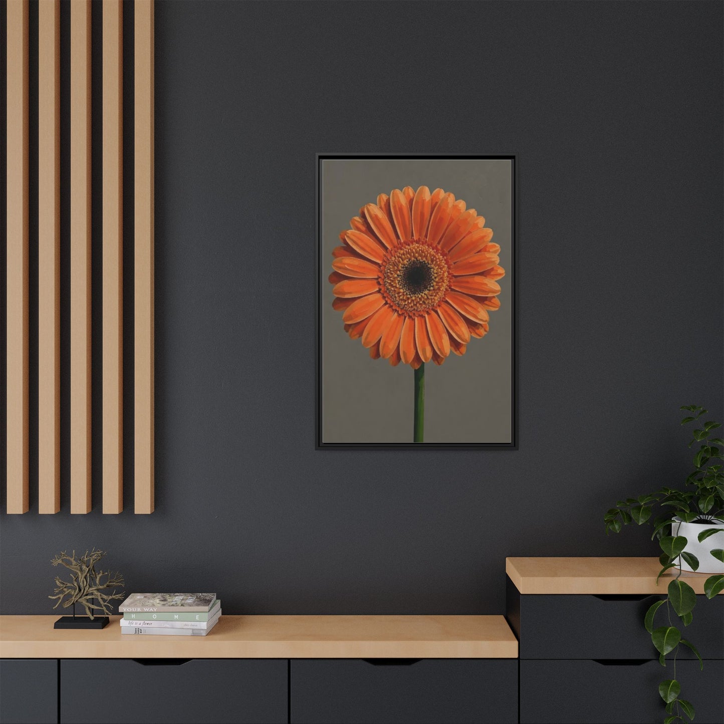 Orange Gerbera Daisy Matte Canvas Print (Framed)