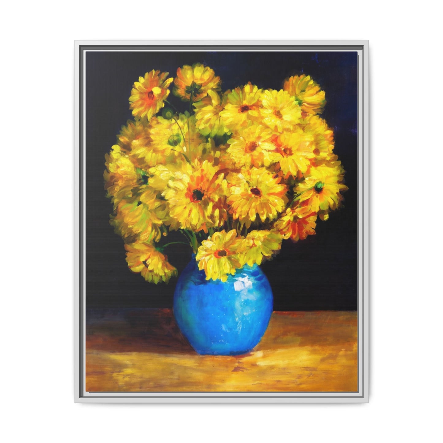 Yellow Daisy Bouquet Matte Canvas Framed Wall Art