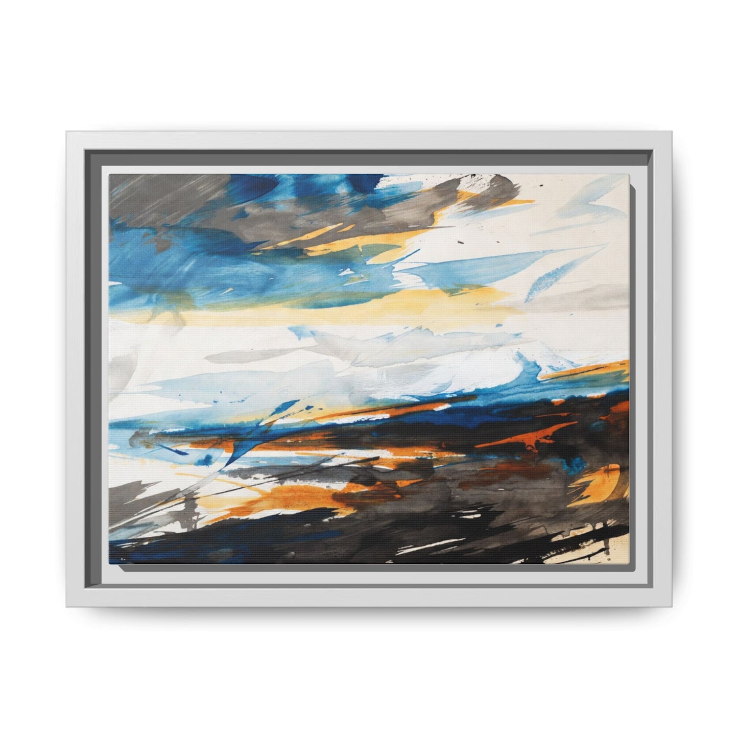 Abstract Coastal Waves Matte Canvas Framed Wall Art