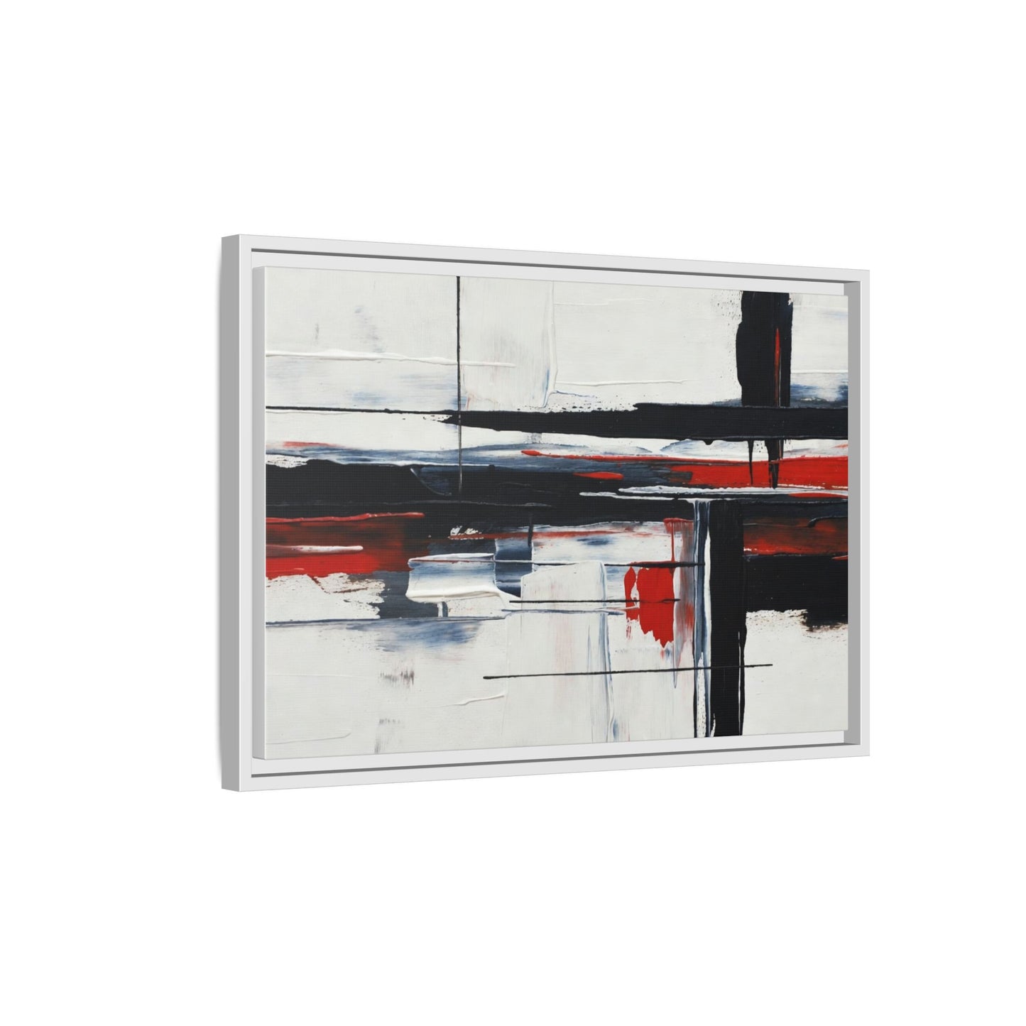 Abstract Red & Black Framed Canvas Art — Modern Matte Wall Painting