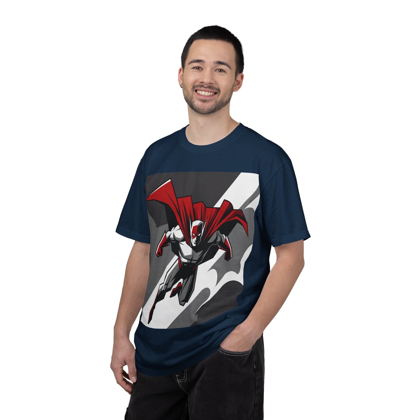 Superhero Action T-Shirt — Red Cape Comic Graphic Tee