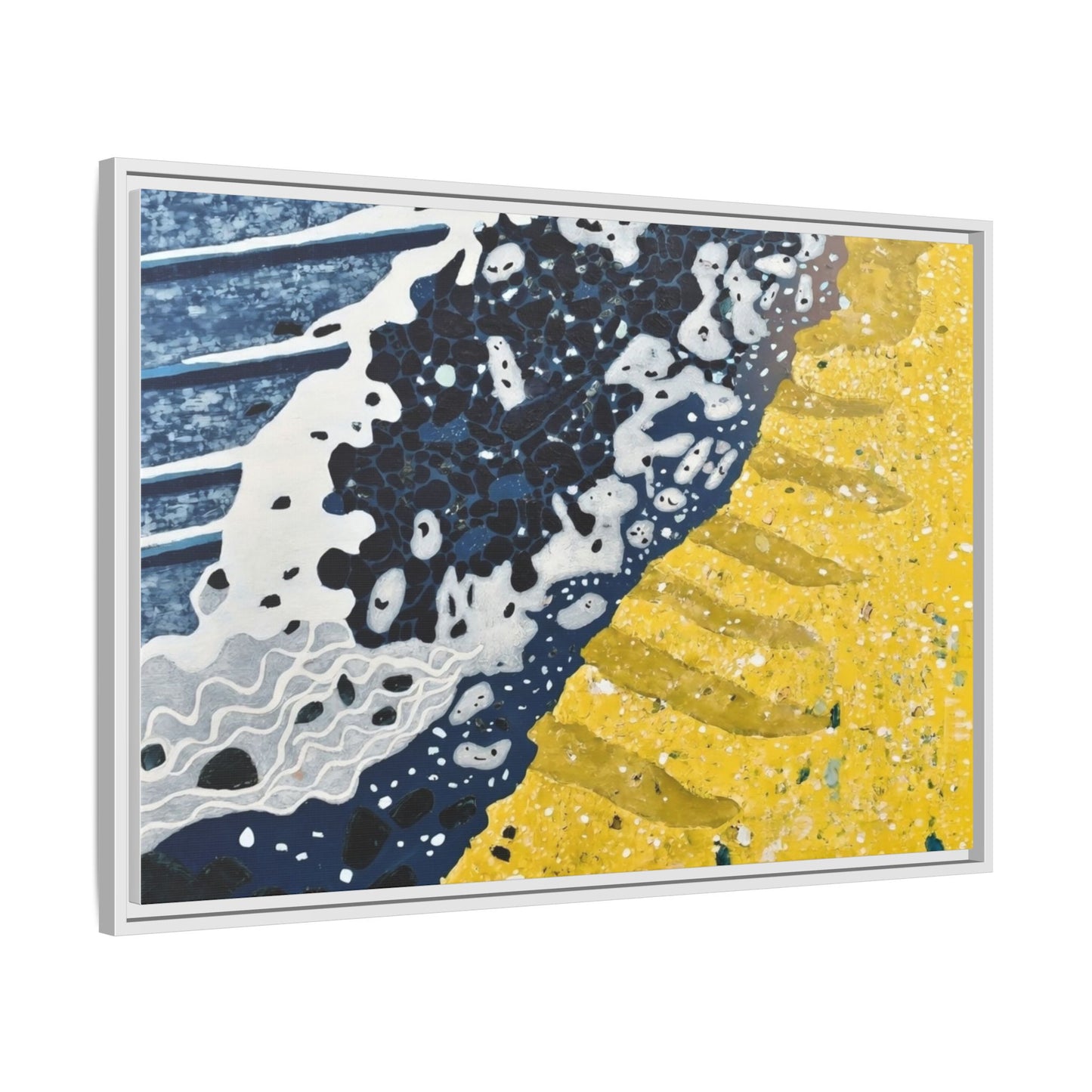 Framed Abstract Ocean & Sand Matte Canvas Print