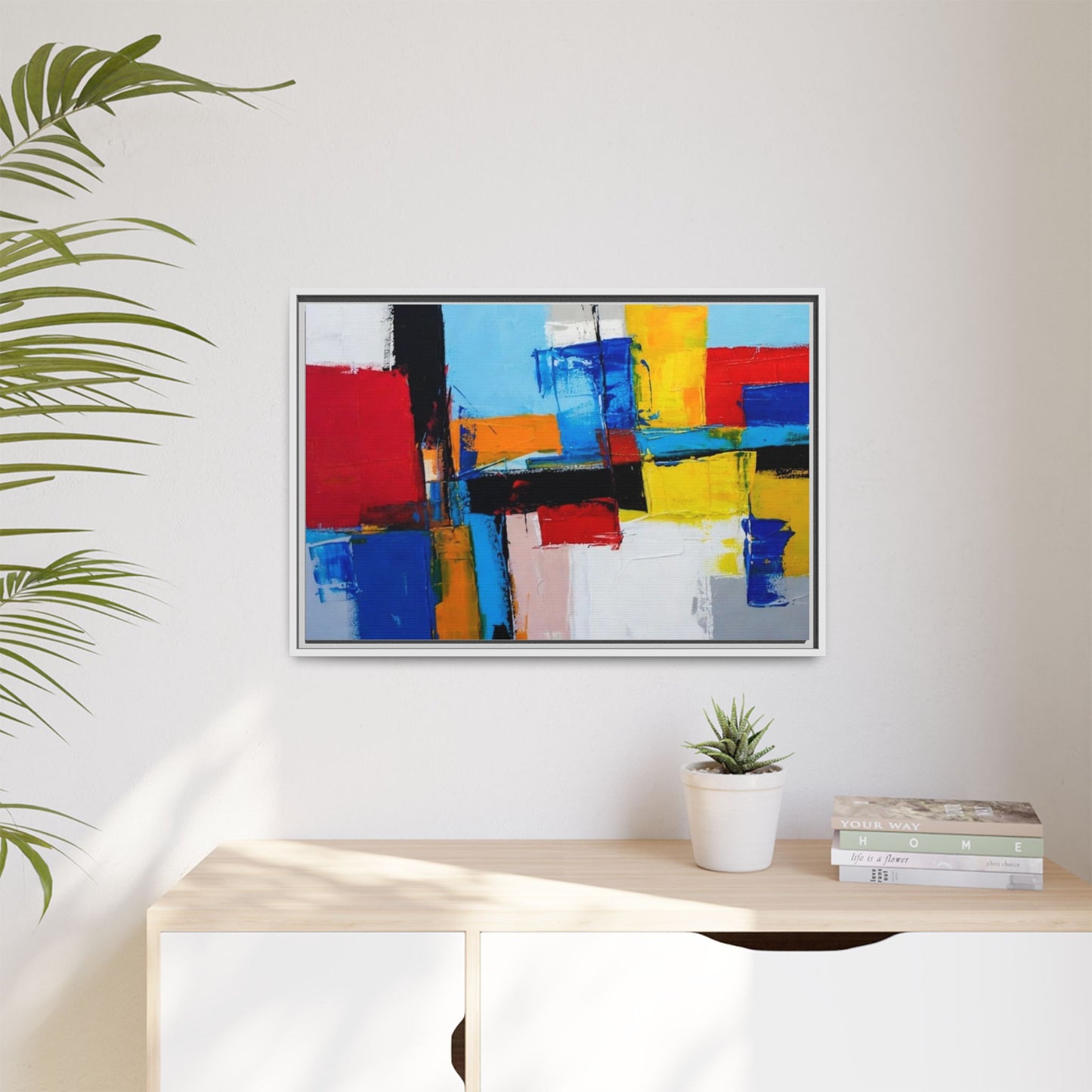 Abstract Color Block Matte Canvas Framed Wall Art