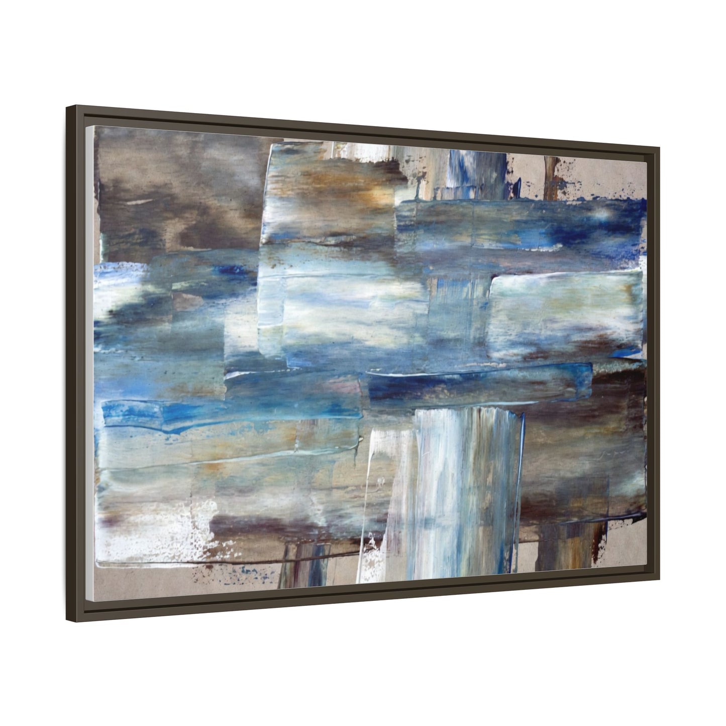Abstract Blue Coastal Matte Canvas Framed Wall Art