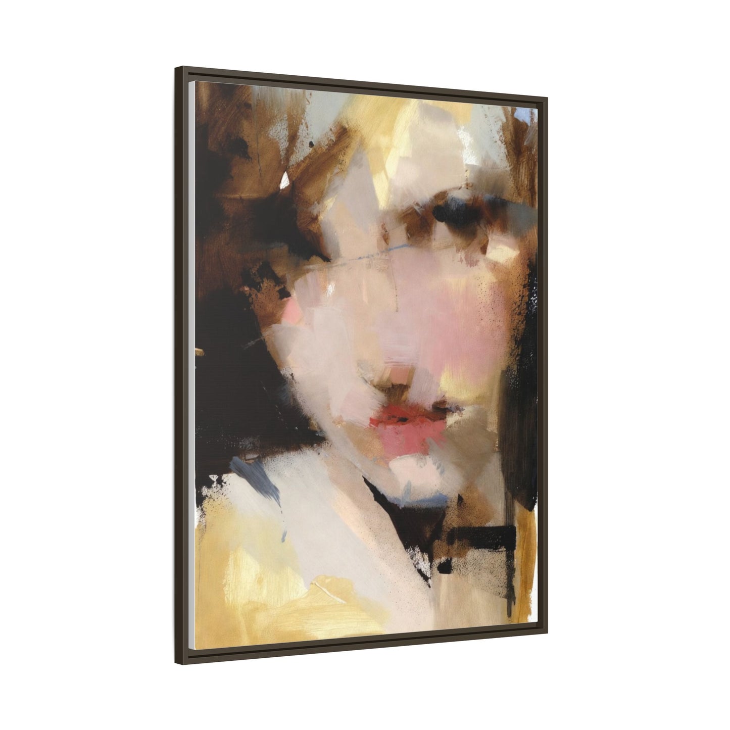 Abstract Portrait Matte Canvas Framed Print — Modern Feminine Wall Art