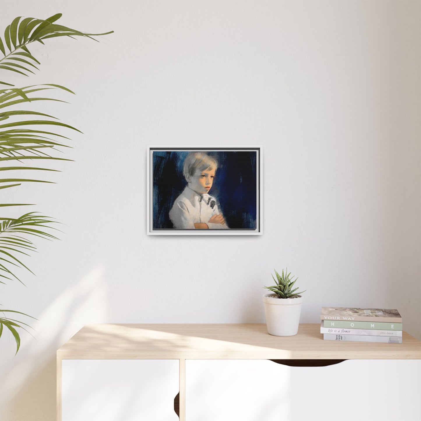 Painting of boy by Unknown Artist Framed Matte Canvas Wall Art Print
