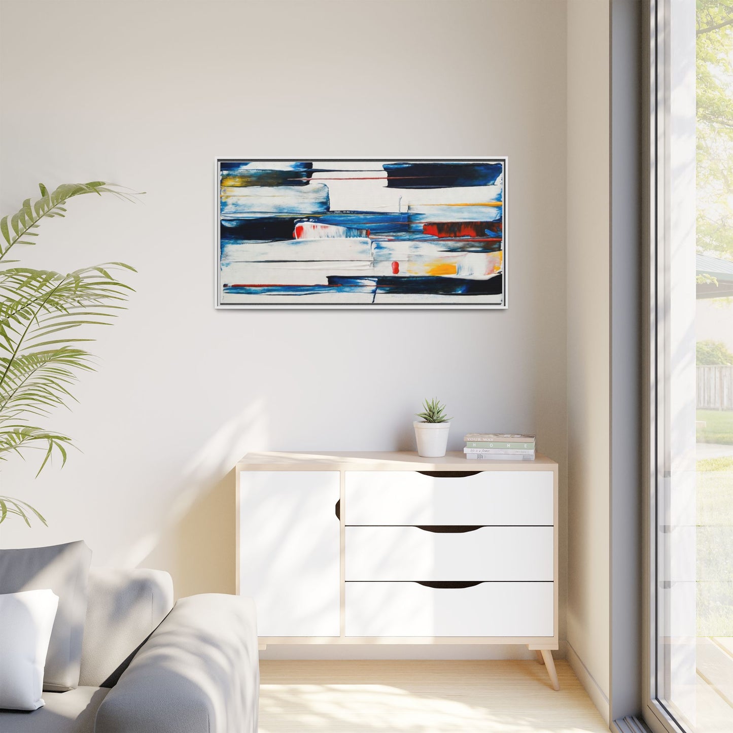 Abstract Coastal Brushstrokes Framed Canvas Print