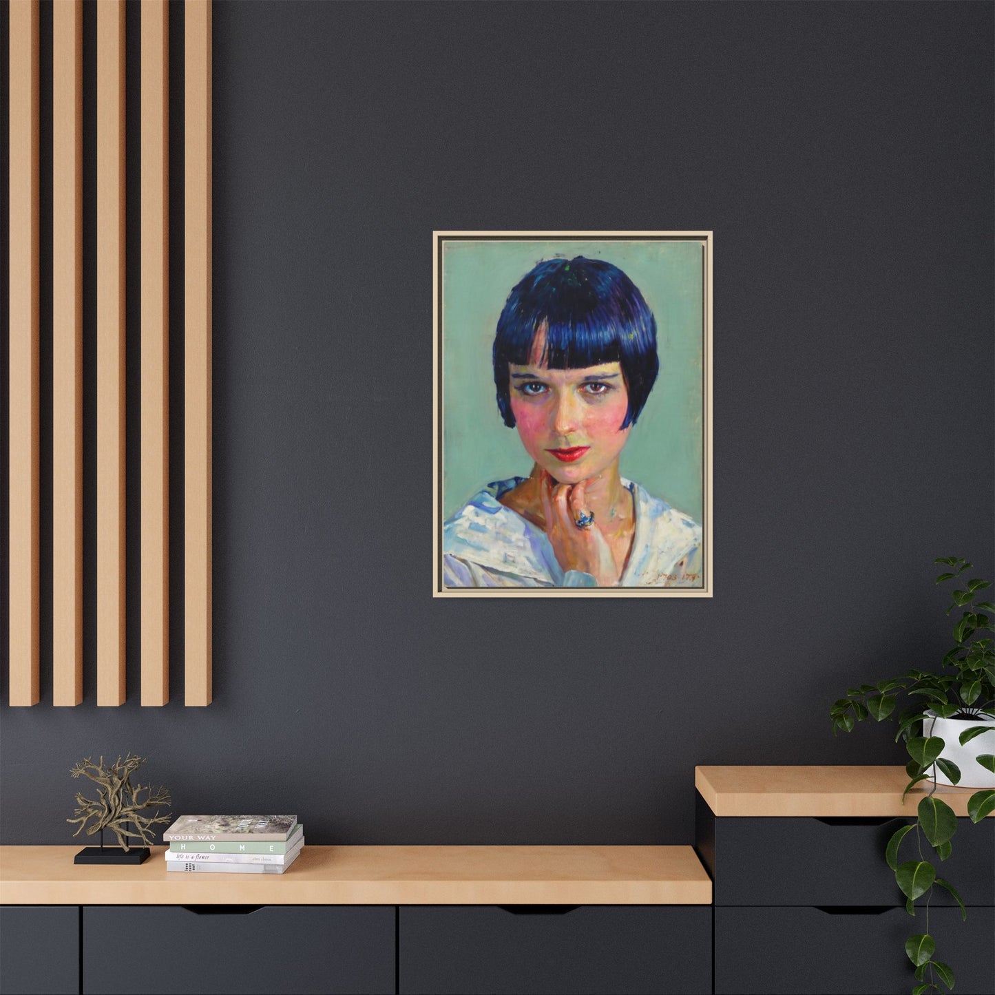 Framed Matte Canvas Portrait Print — Vintage Flapper Woman