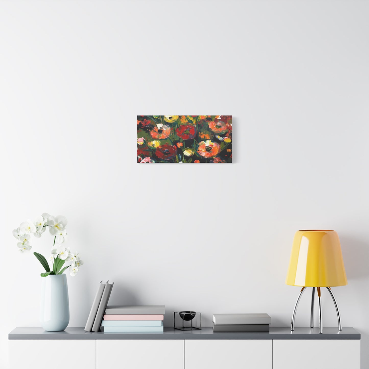 Bold Floral Abstract Canvas Print — Colorful Poppy Wall Art, Matte Stretched 1.25"