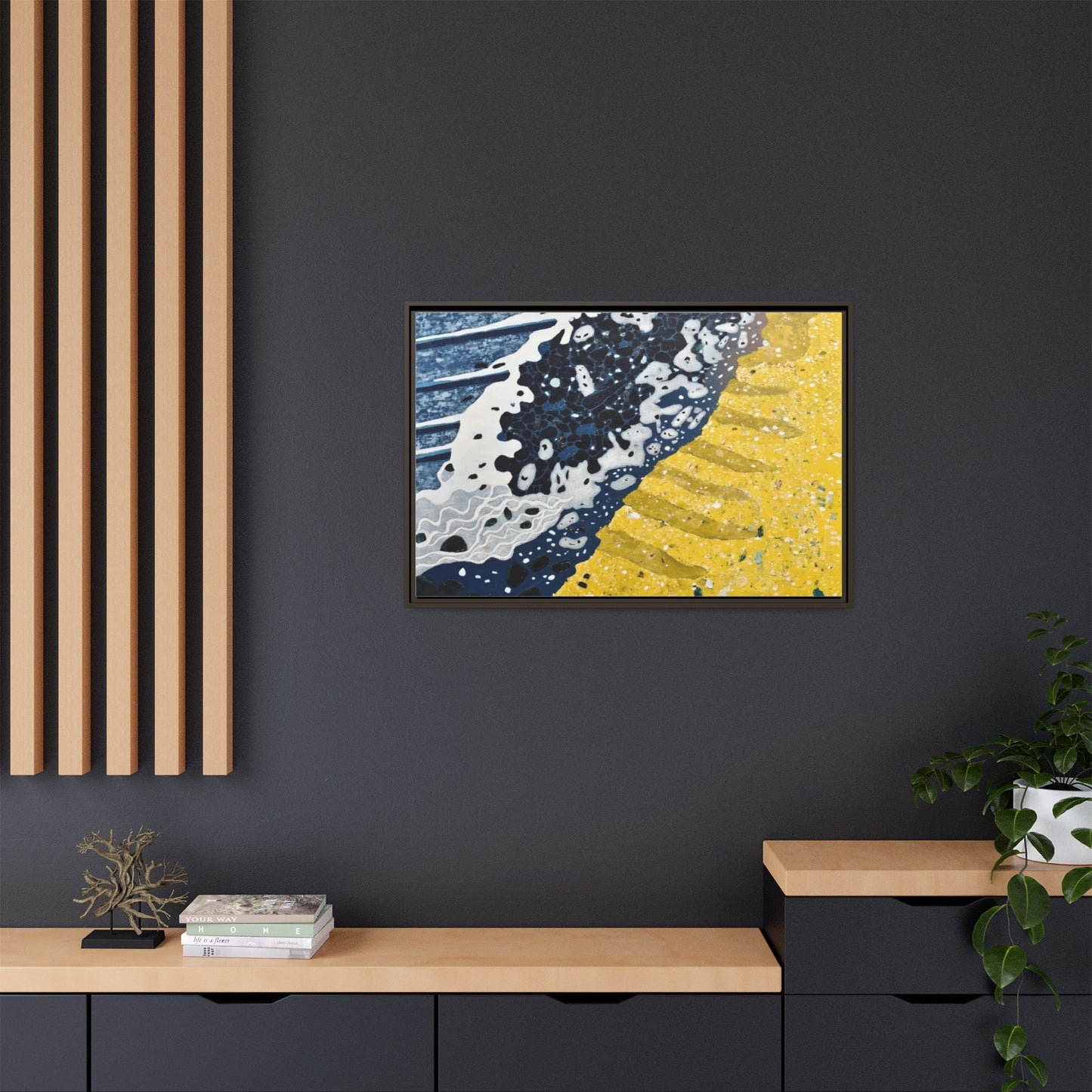 Framed Abstract Ocean & Sand Matte Canvas Print