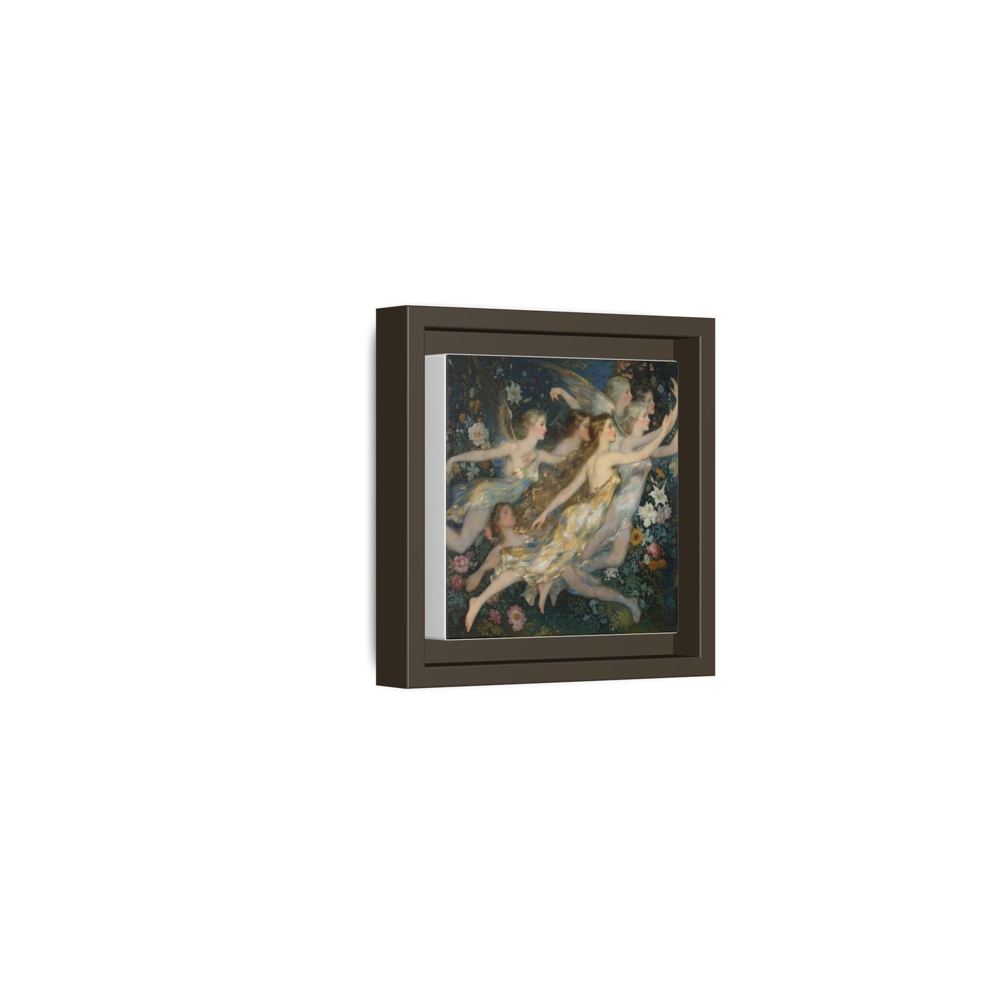 Framed Matte Canvas Wall Art — Vintage Fairies & Floral Painting