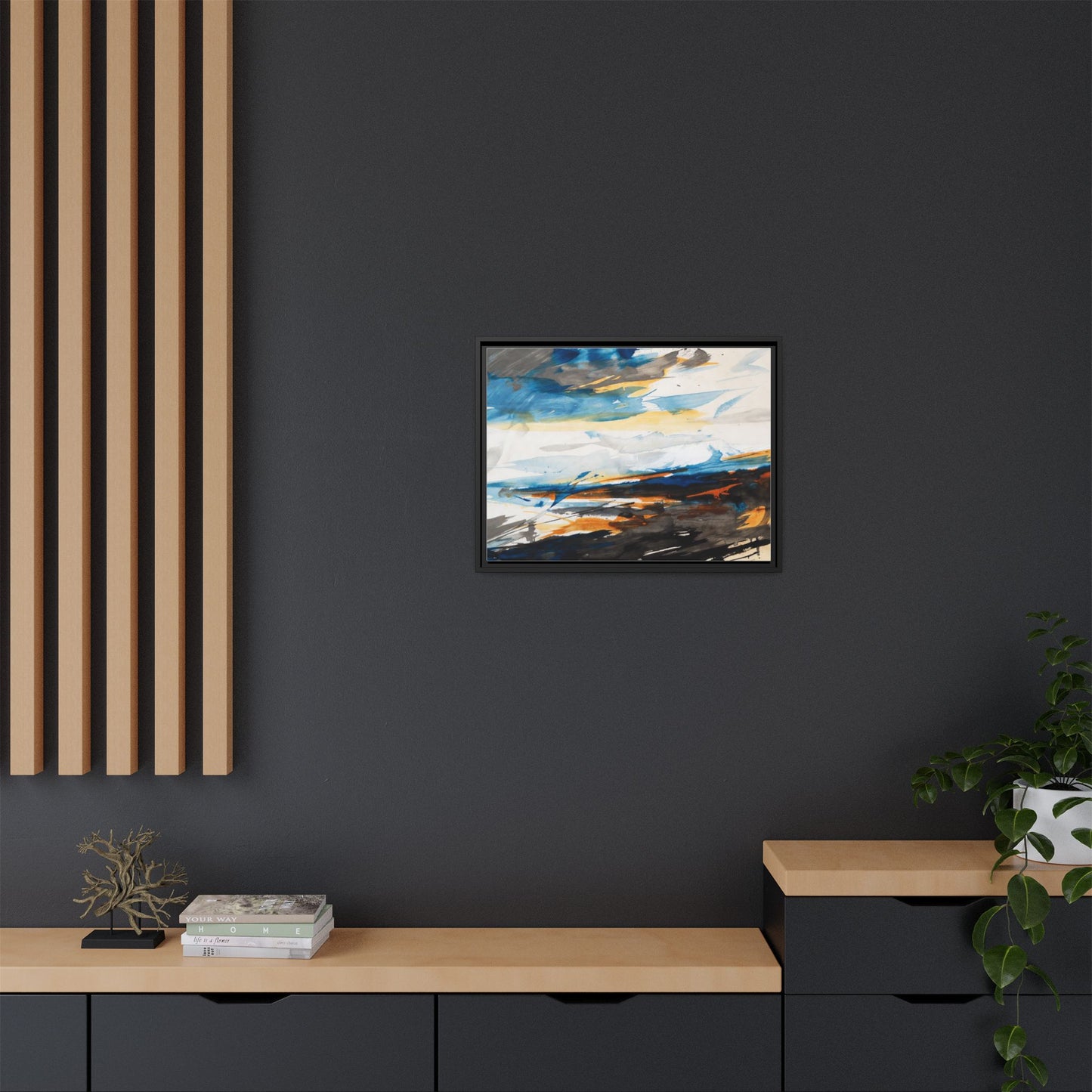 Abstract Coastal Waves Matte Canvas Framed Wall Art