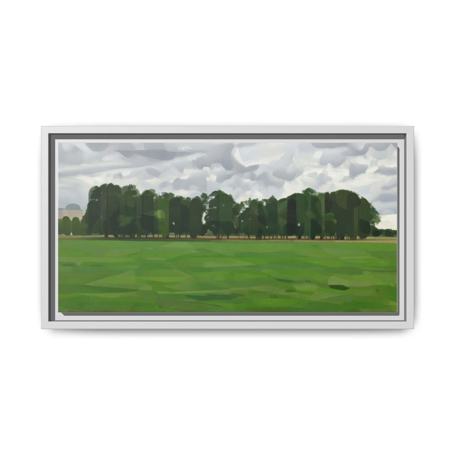 Framed Matte Canvas Print — Minimalist Green Landscape Art