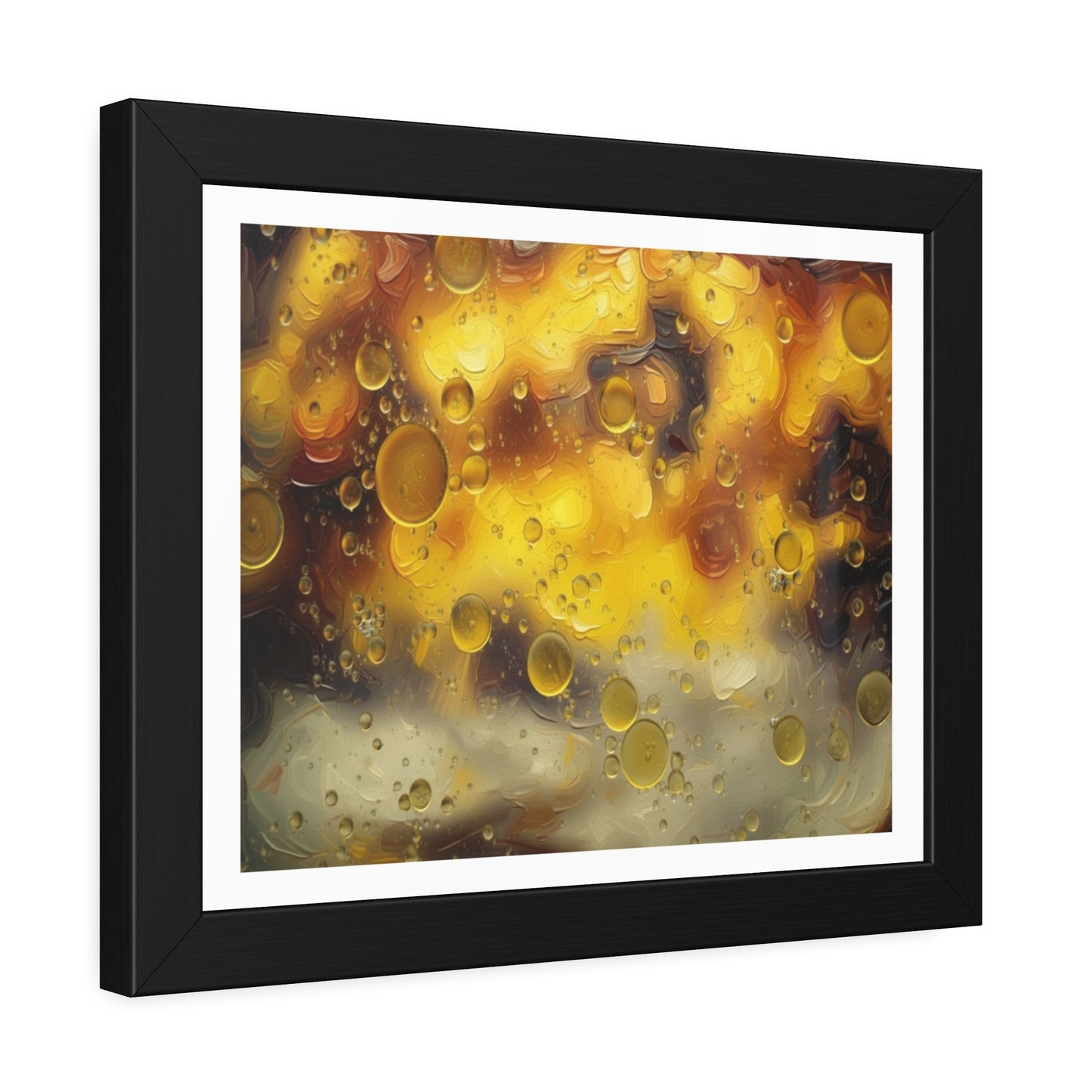 Framed Poster - Abstract Golden Bokeh Rain Wall Art (Framed Paper Poster)