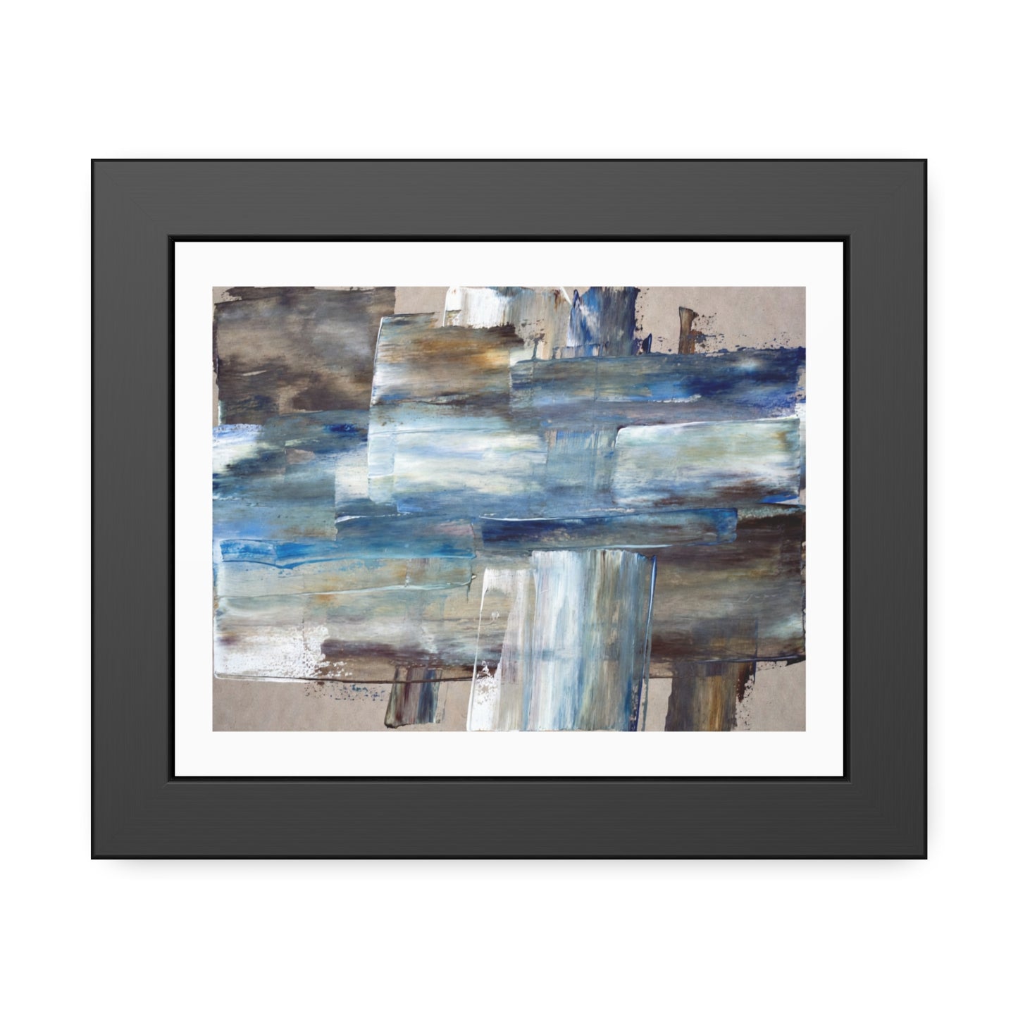 Abstract Blue Horizon Framed Paper Poster — Modern Coastal Wall Art