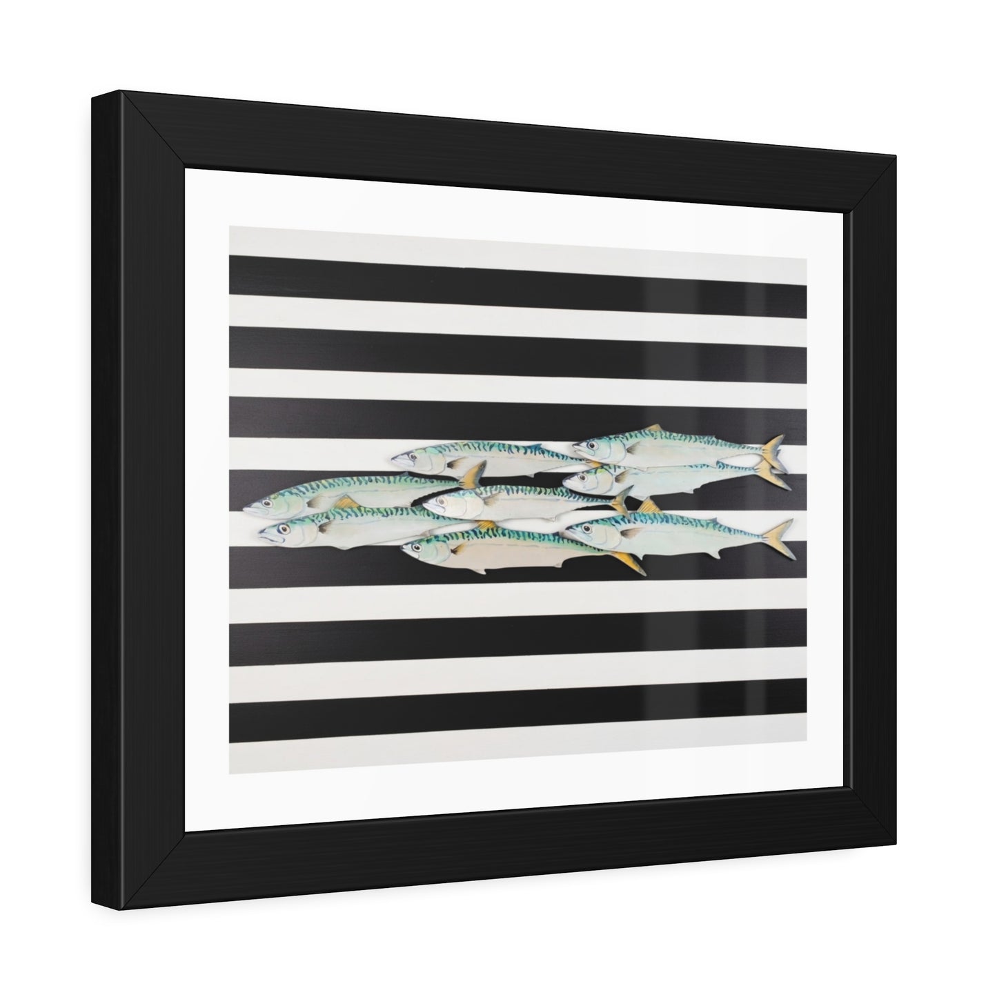 Framed Poster – Striped School of Fish Nautical Wall Art