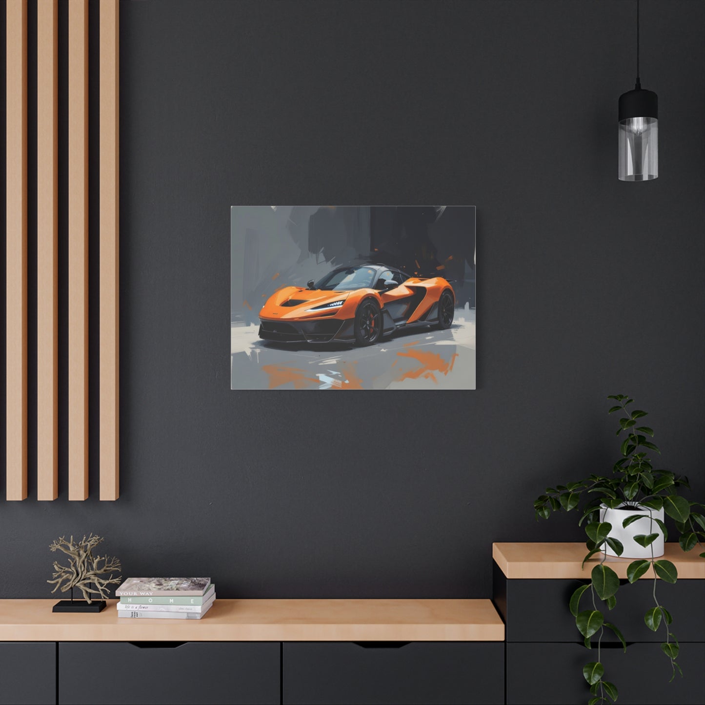 Orange Supercar Matte Canvas Wall Art – Stretched 1.25" Sports Car Print