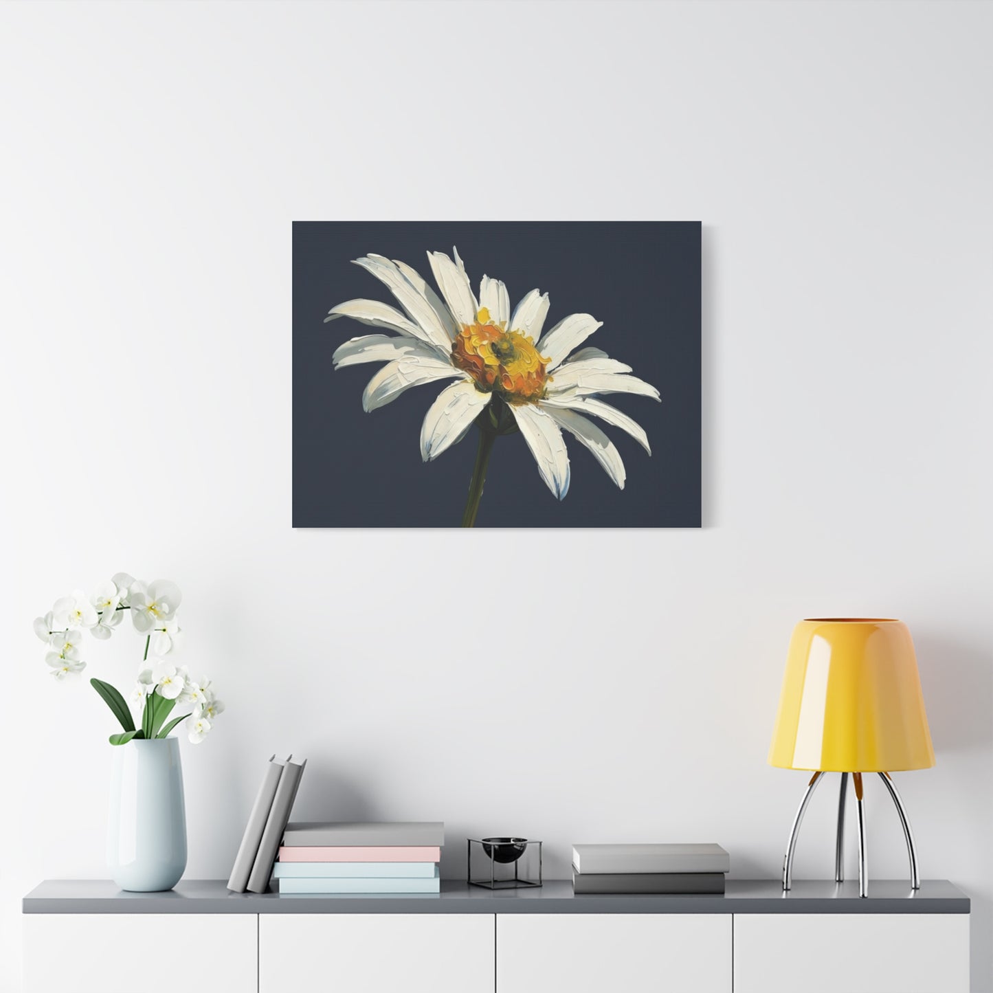 Daisy Oil-Paint Canvas Wall Art — Stretched Matte Floral Print