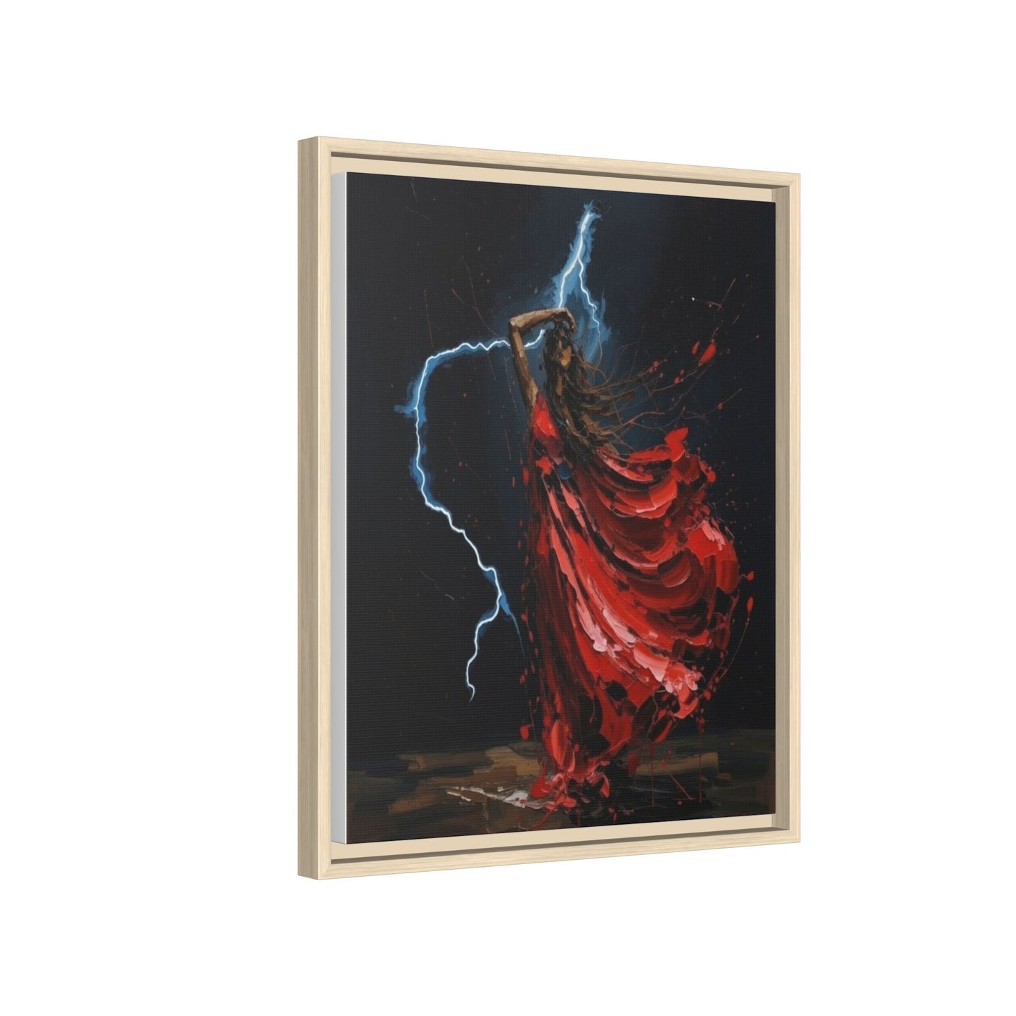 Framed Matte Canvas Print — Red Dancer Lightning Art