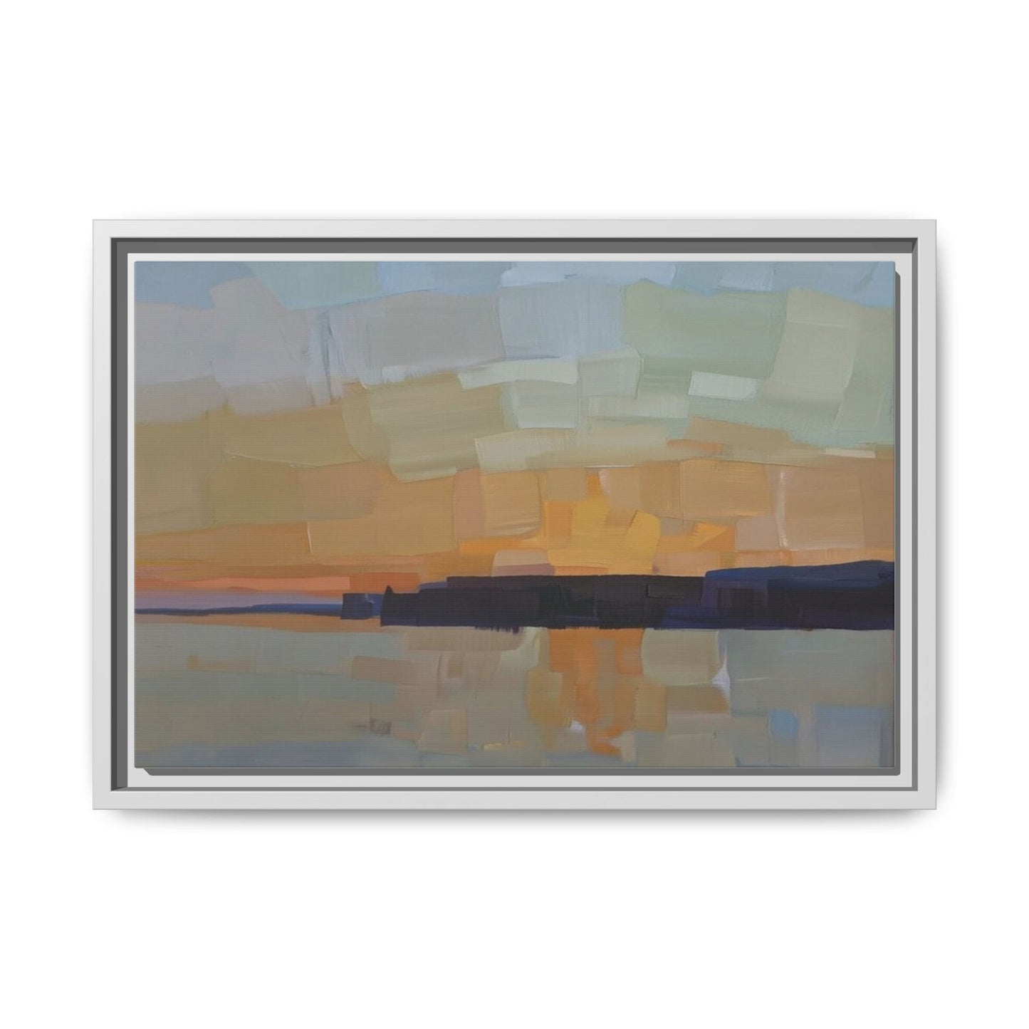 Framed Matte Canvas Sunset Abstract Landscape Art Print