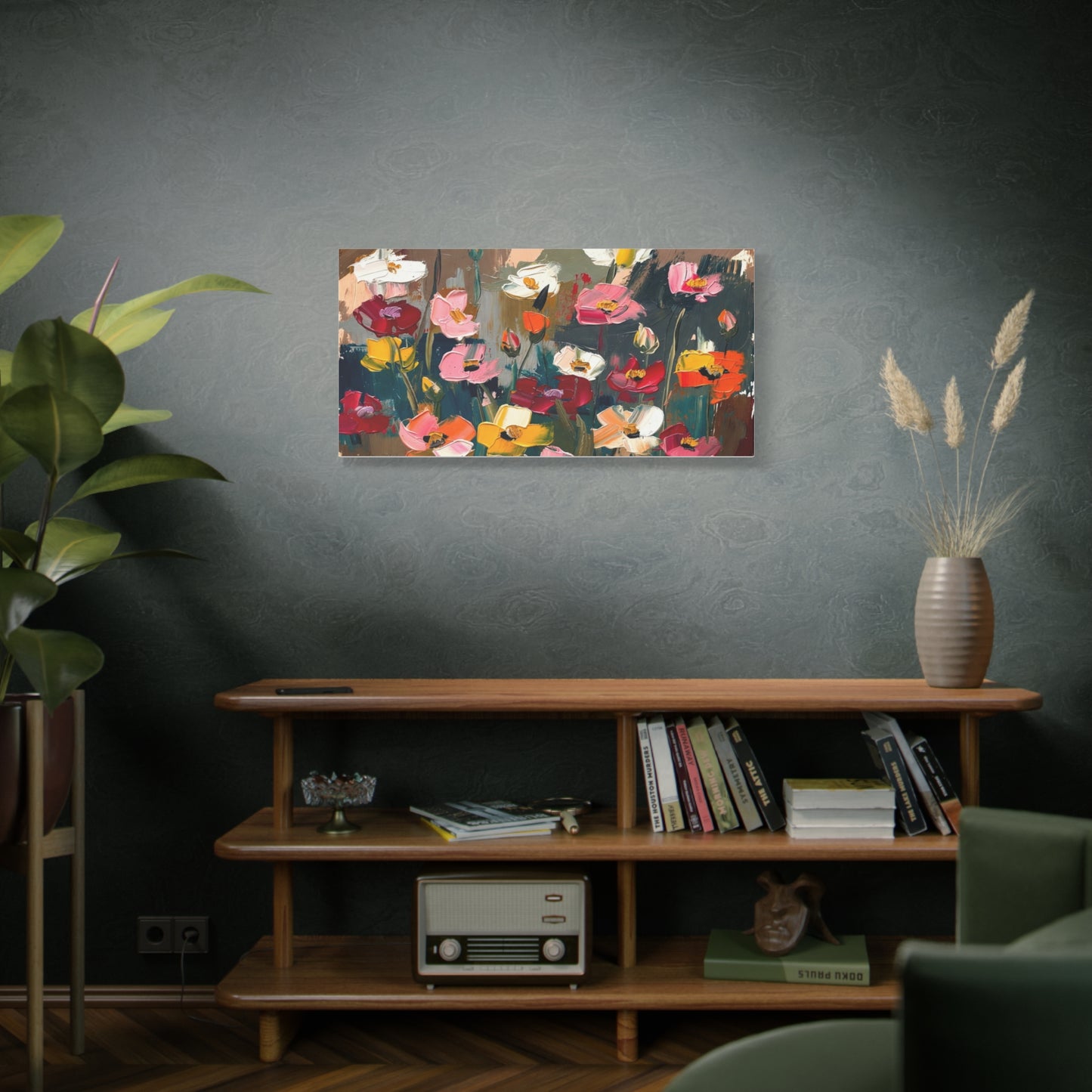 Abstract Floral Canvas Wall Art — Colorful Poppies Matte Stretched Print