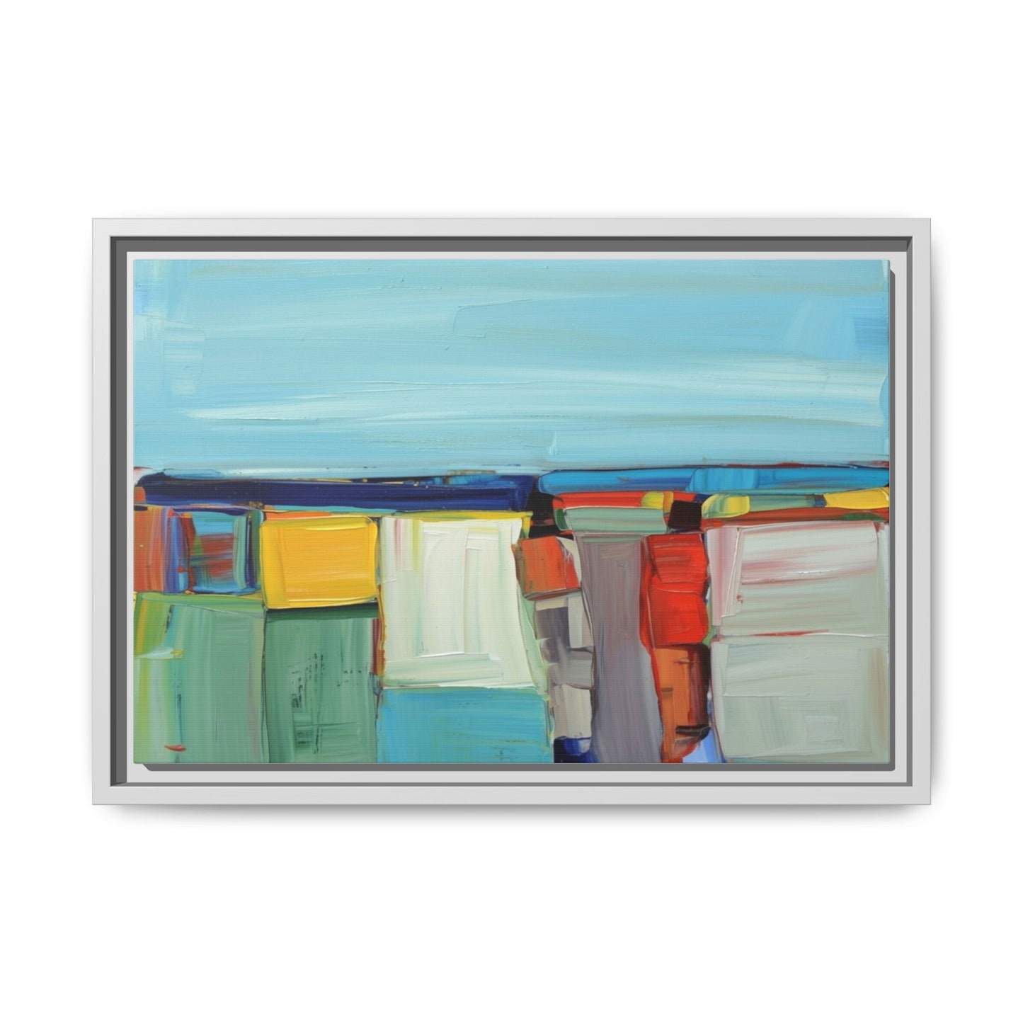 Abstract Coastal Blocks Matte Canvas Print (Framed)