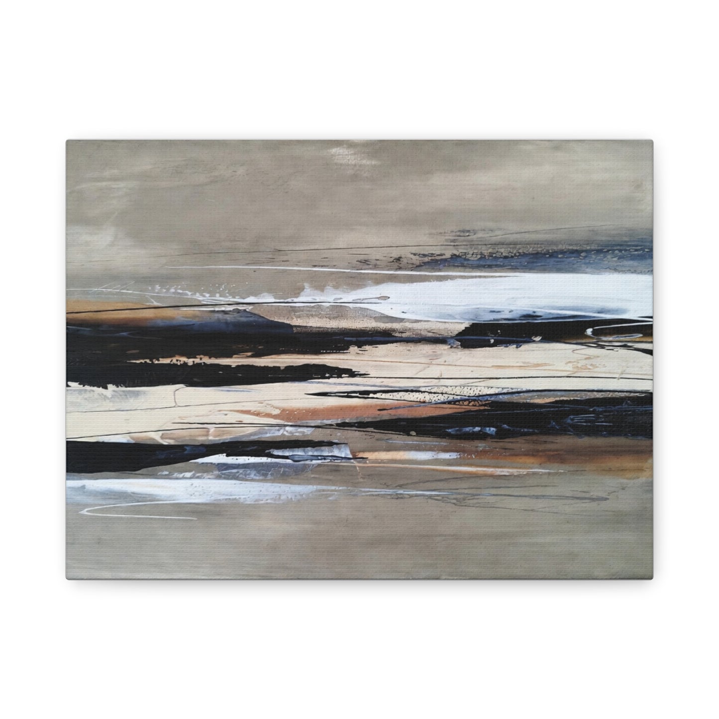 Abstract Coastal Landscape Canvas — Neutral Tones Matte Stretched Wall Art